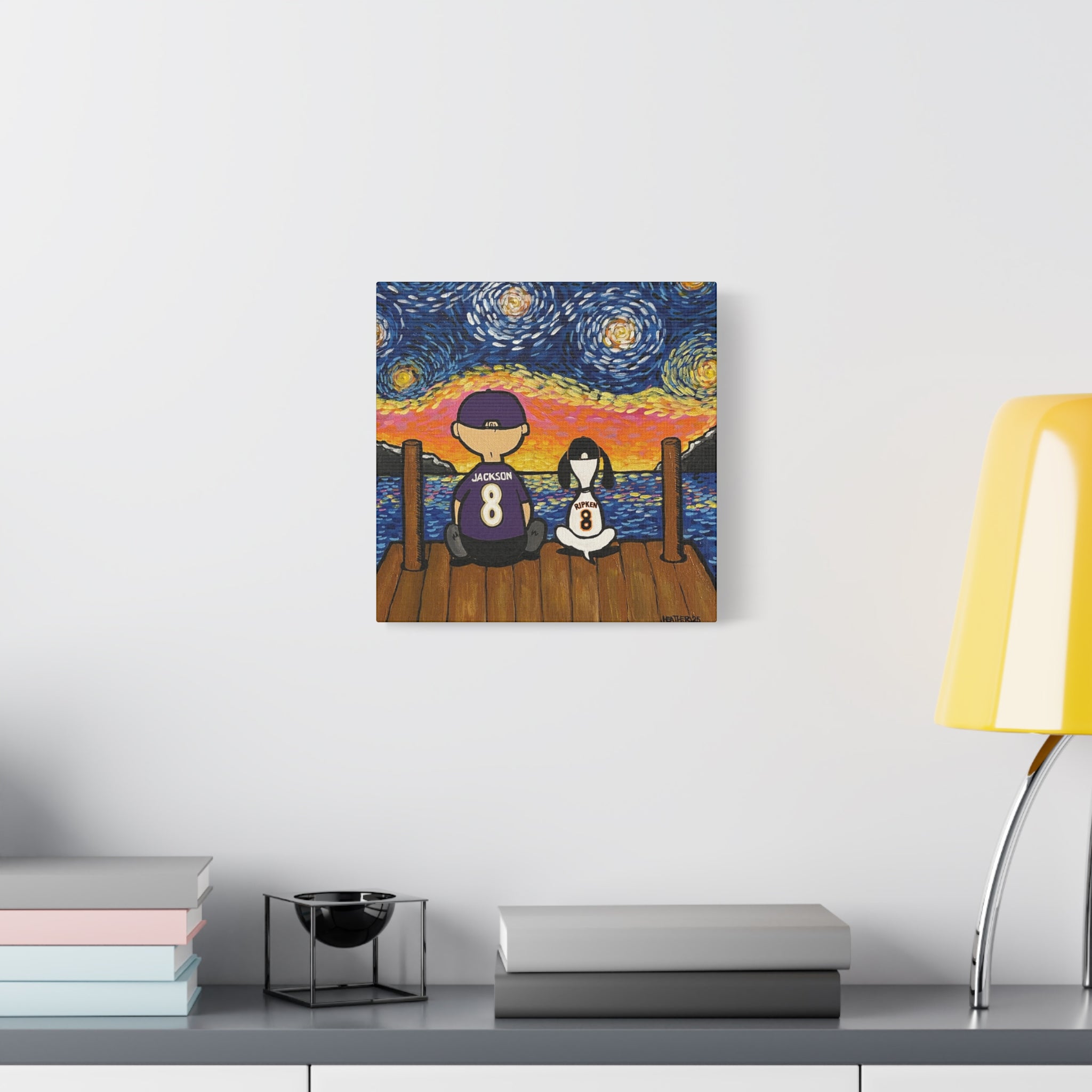 Art: Starry Night with Sports Friends Canvas Print