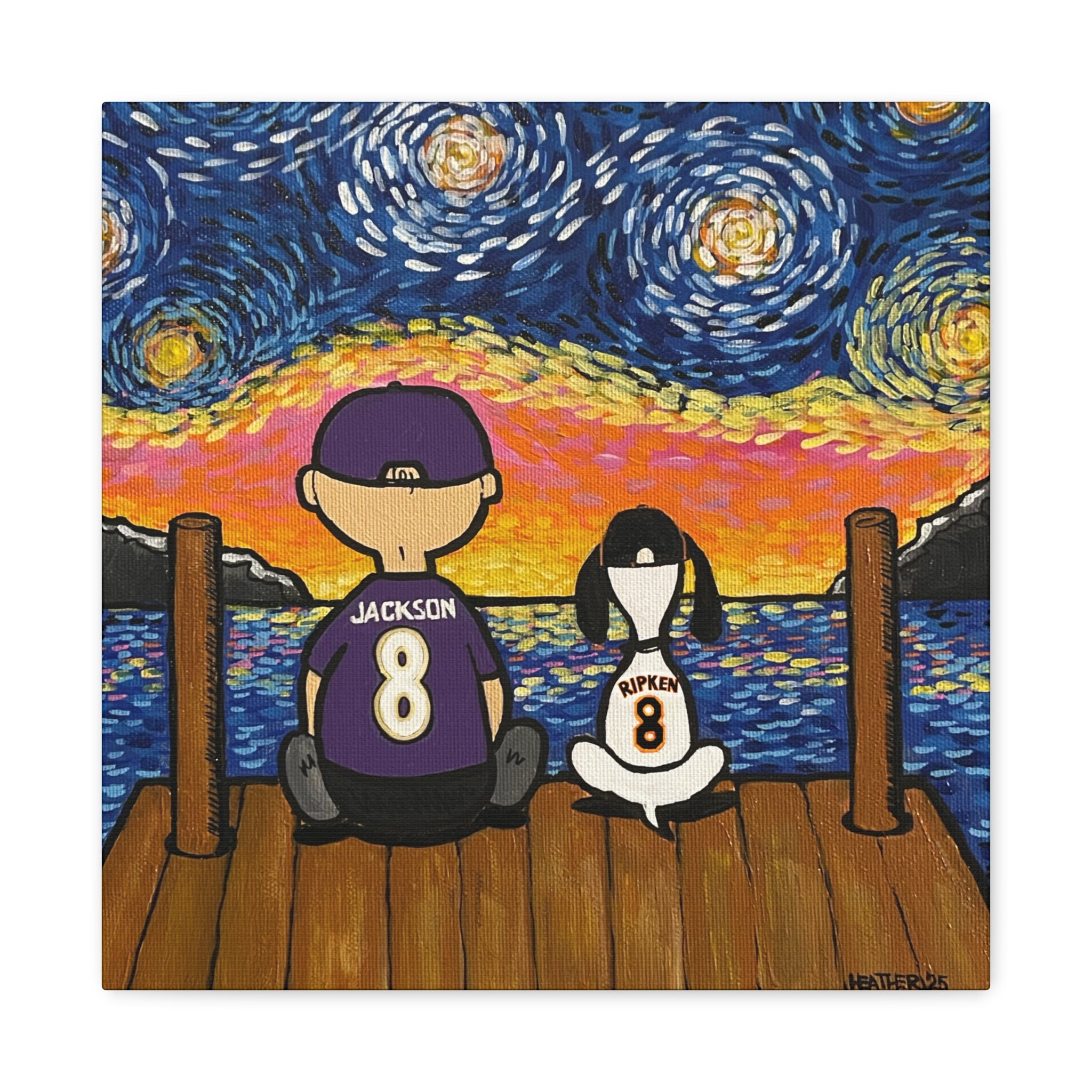 Art: Starry Night with Sports Friends Canvas Print