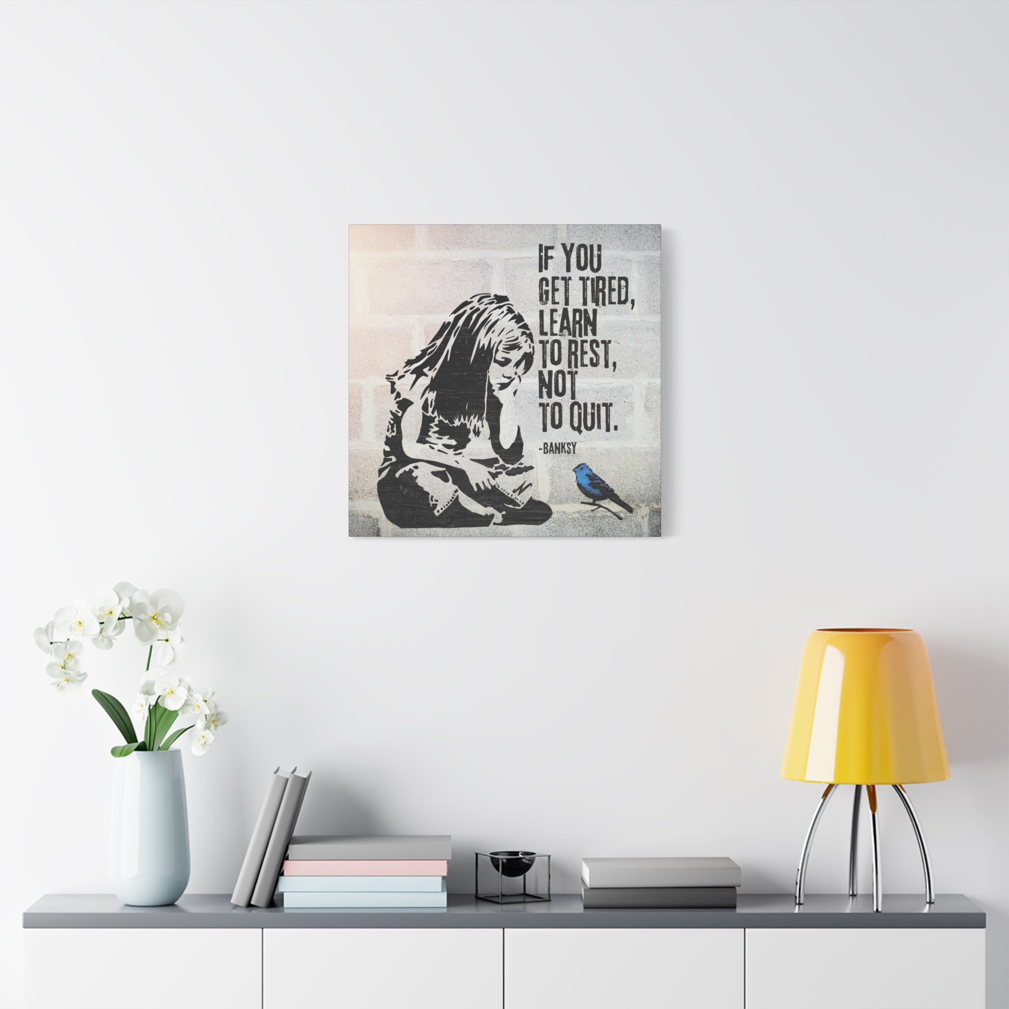 Art: Banksy Blue Bird Canvas Print