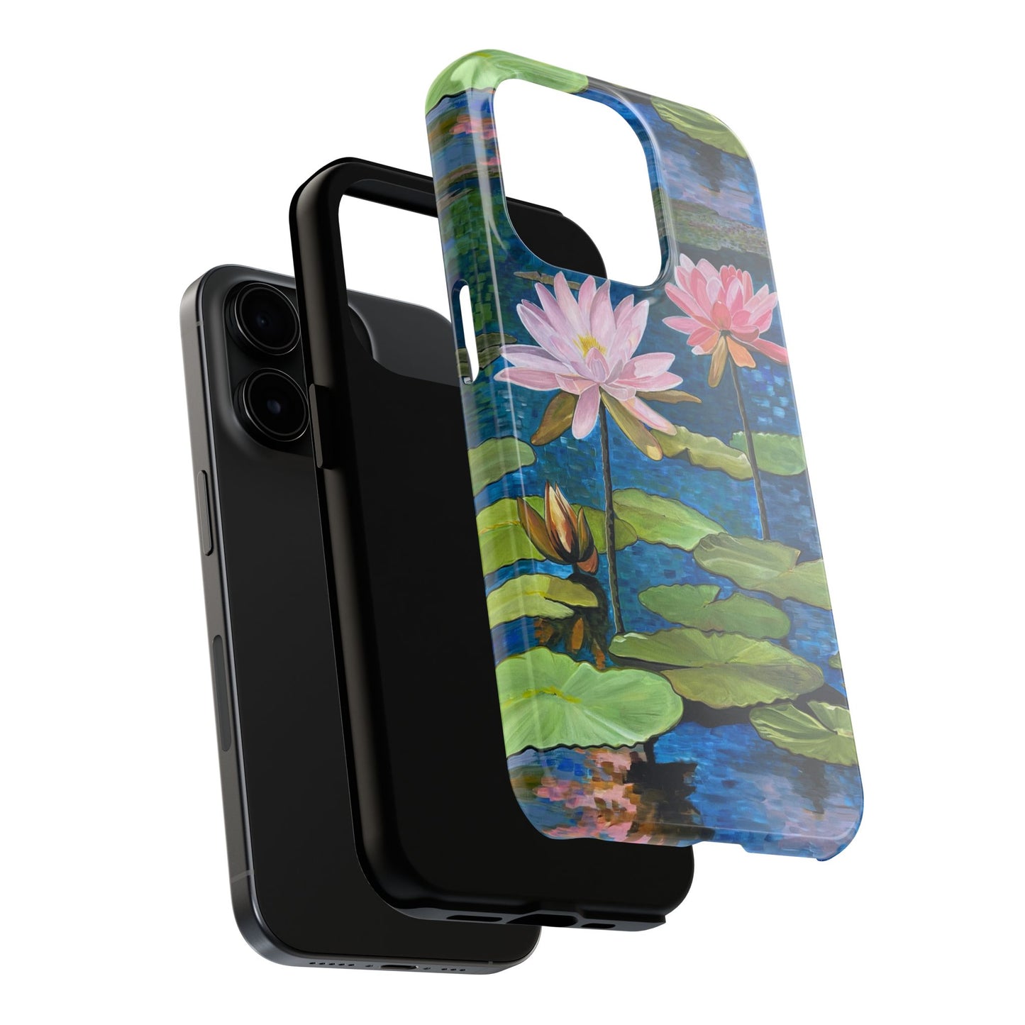Phone Case: Lotus Flower Painted Tough Phone Case - Acrylic Painting Lotus Flower Inspired Design