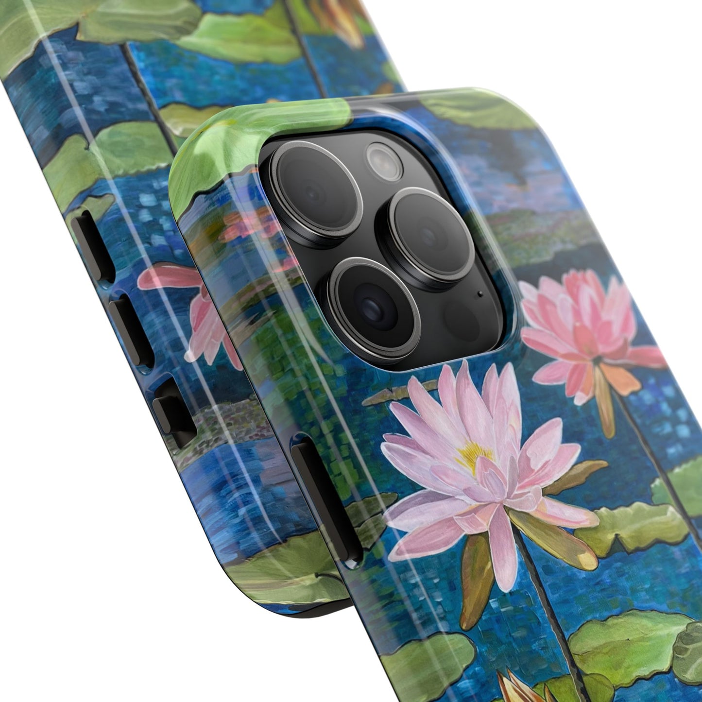 Phone Case: Lotus Flower Painted Tough Phone Case - Acrylic Painting Lotus Flower Inspired Design