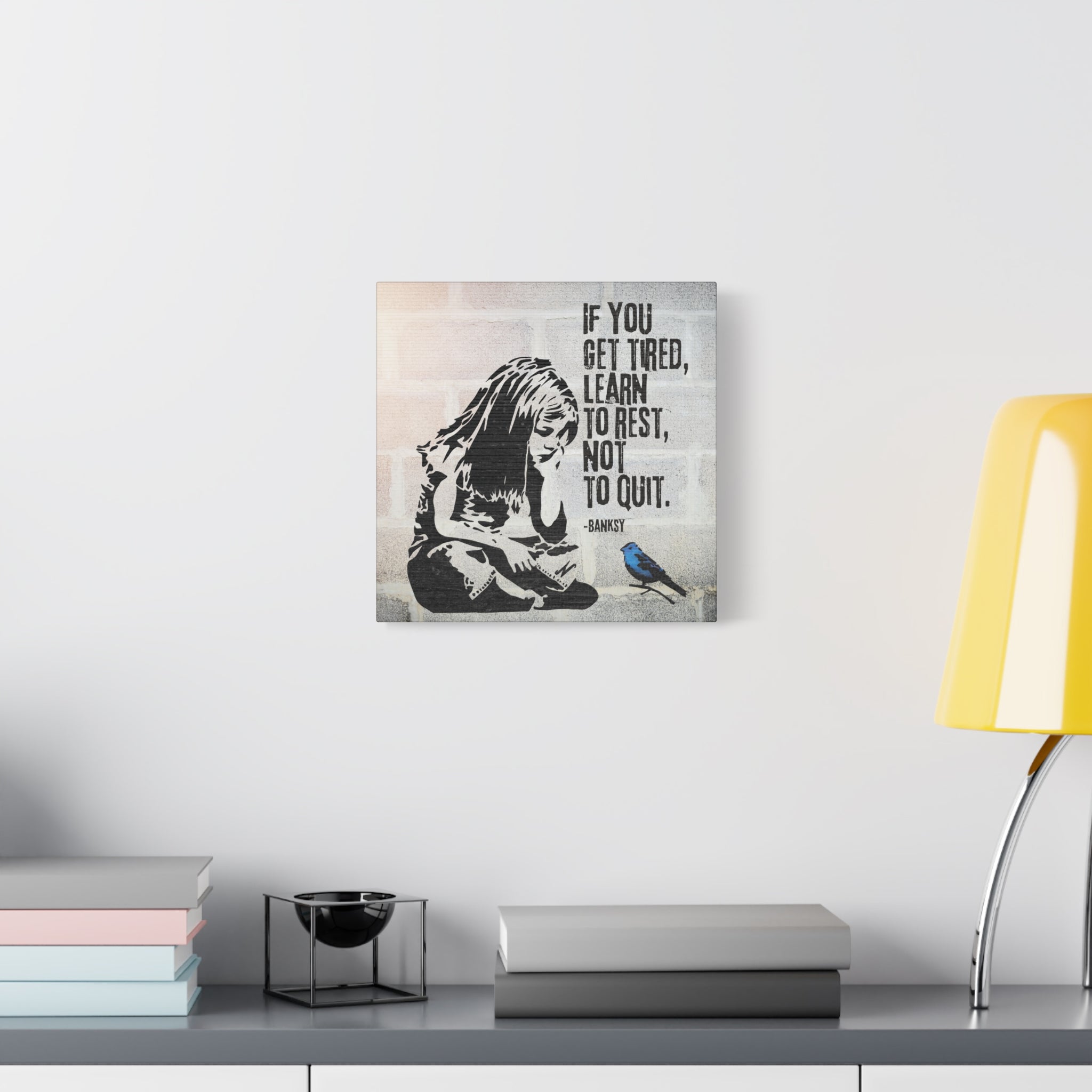 Art: Banksy Blue Bird Canvas Print