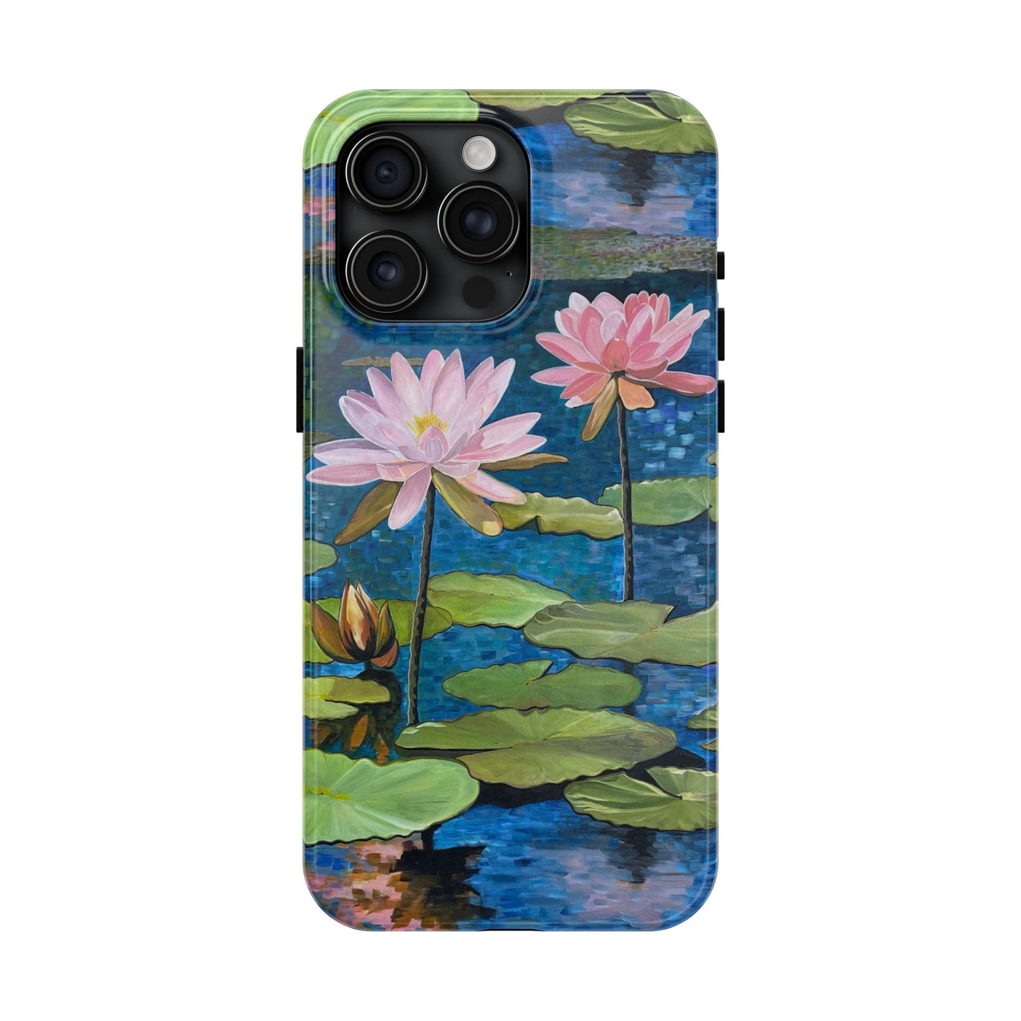 Phone Case: Lotus Flower Painted Tough Phone Case - Acrylic Painting Lotus Flower Inspired Design