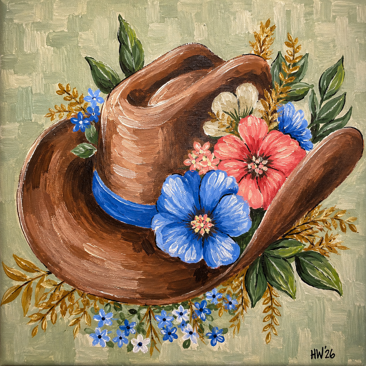 DIY Canvas Painting Kit Floral Cowboy Hat - Canvas Original