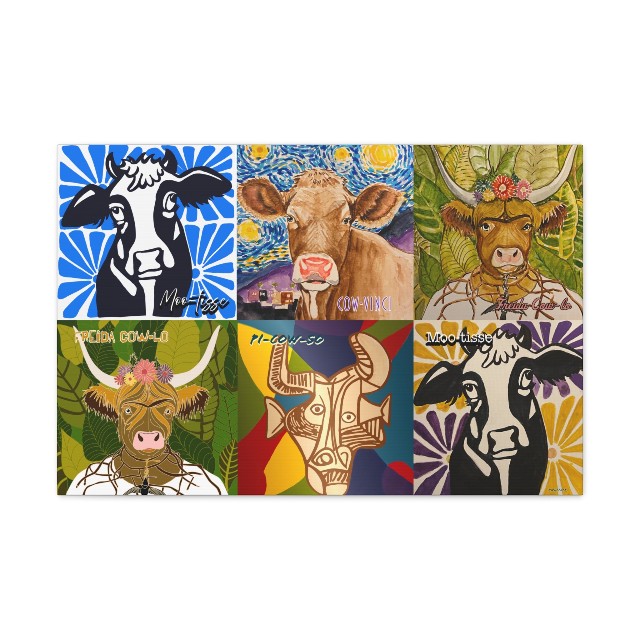 Art: Master Artist Cow Canvas Gallery Wraps - Farmhouse Wall Art for Animal Lovers