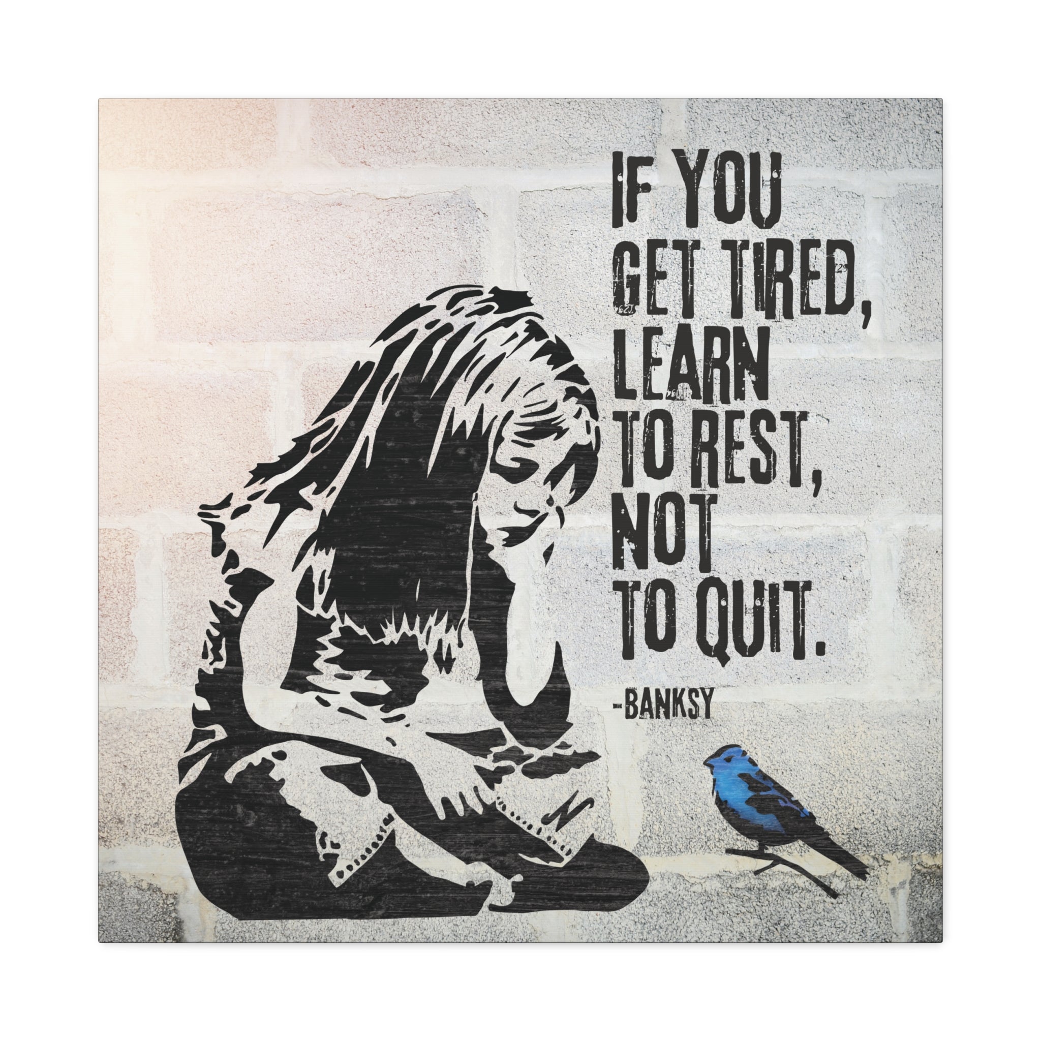 Art: Banksy Blue Bird Canvas Print