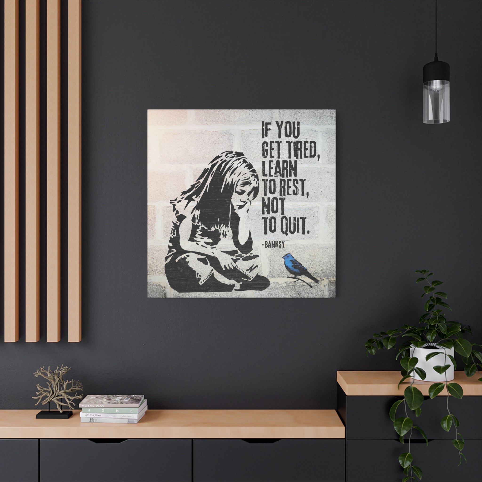 Art: Banksy Blue Bird Canvas Print