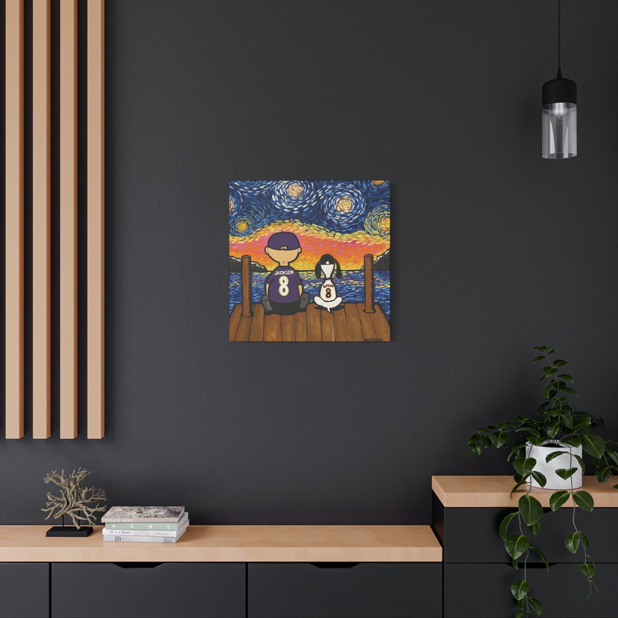 Art: Starry Night with Sports Friends Canvas Print