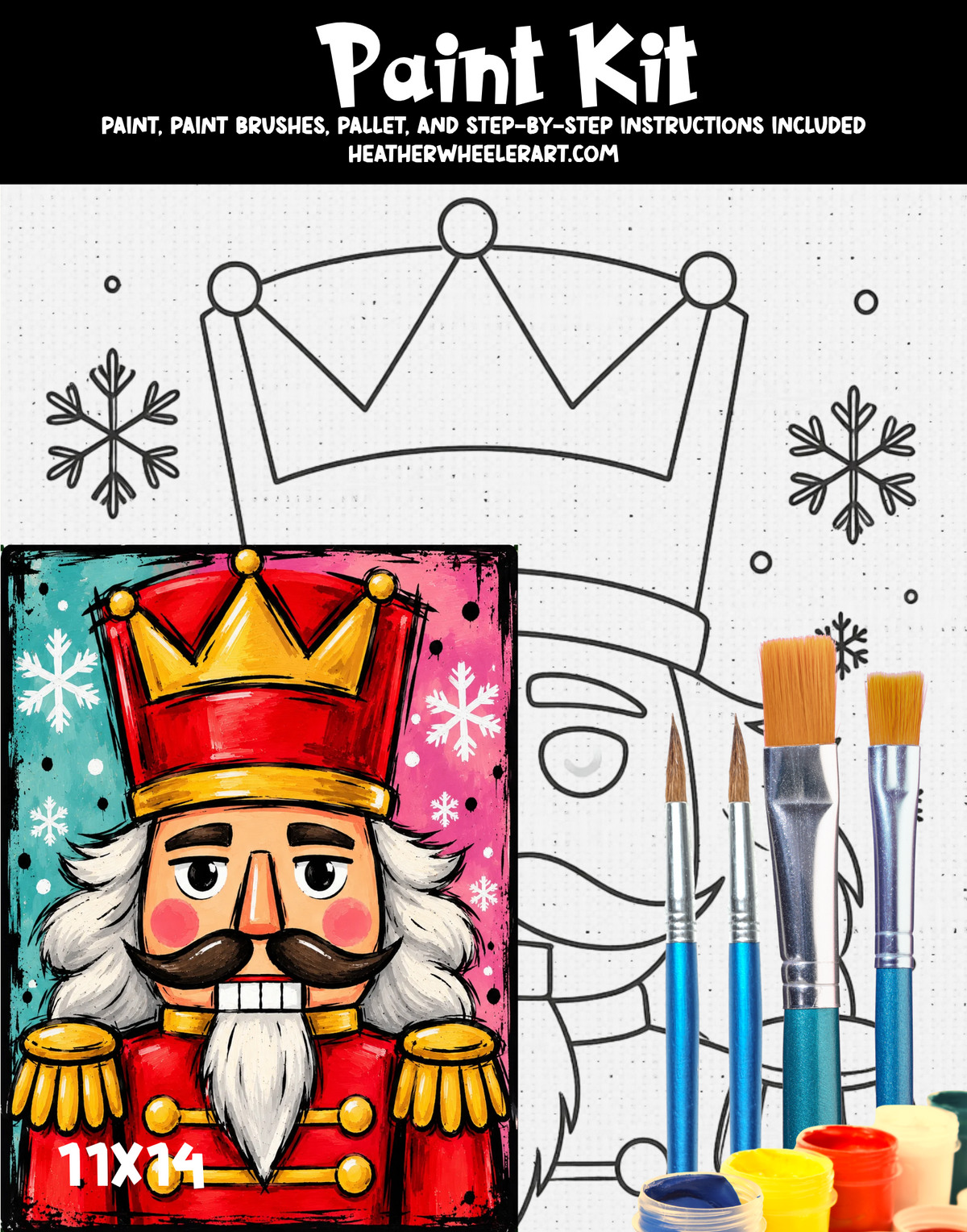 DIY Canvas Painting Kit Christmas Nutcracker