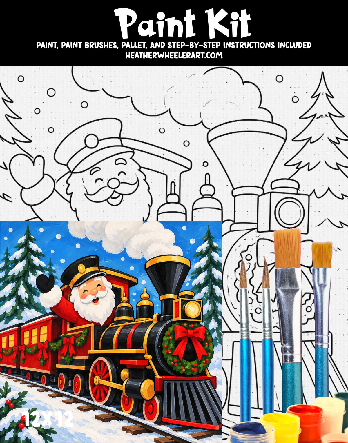 DIY Canvas Painting Kit Santa Train