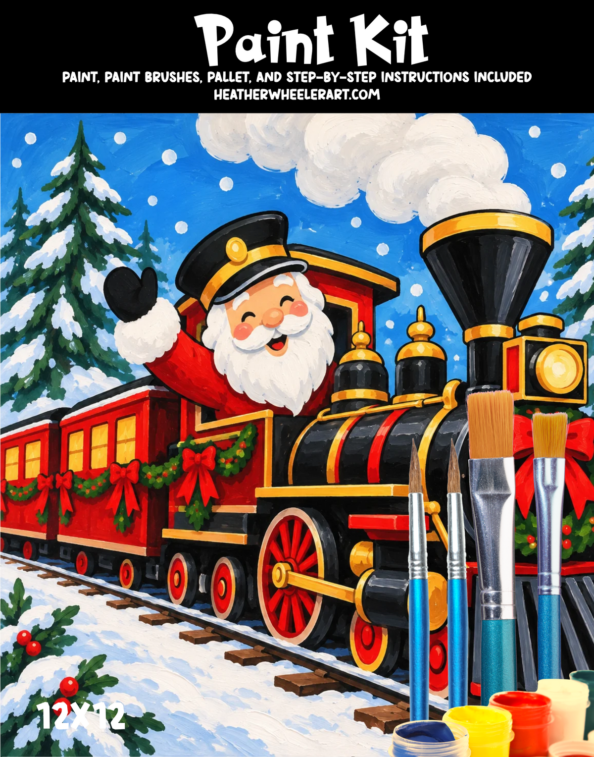 DIY Canvas Painting Kit Santa Train