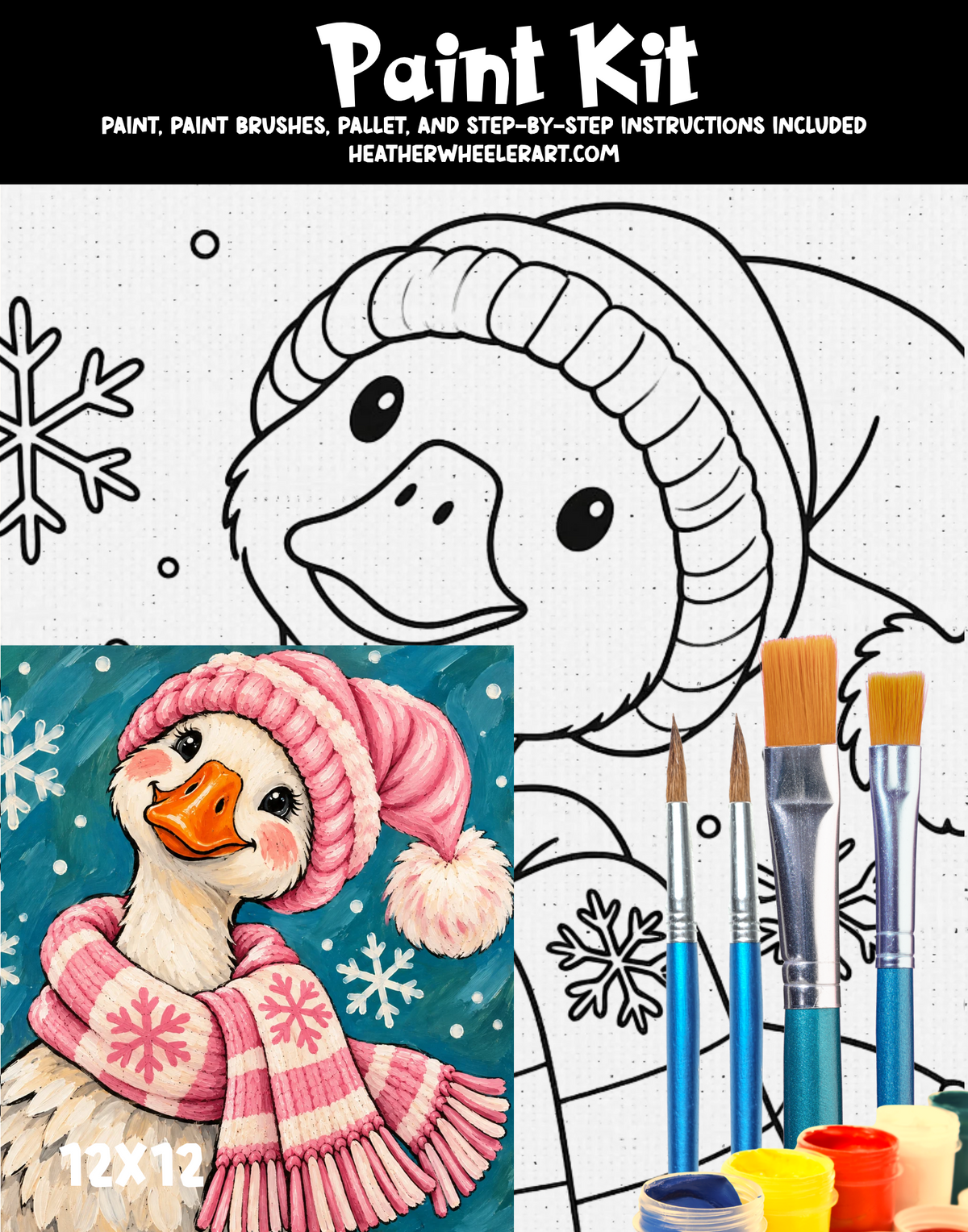 DIY Canvas Painting Kit Christmas Goose