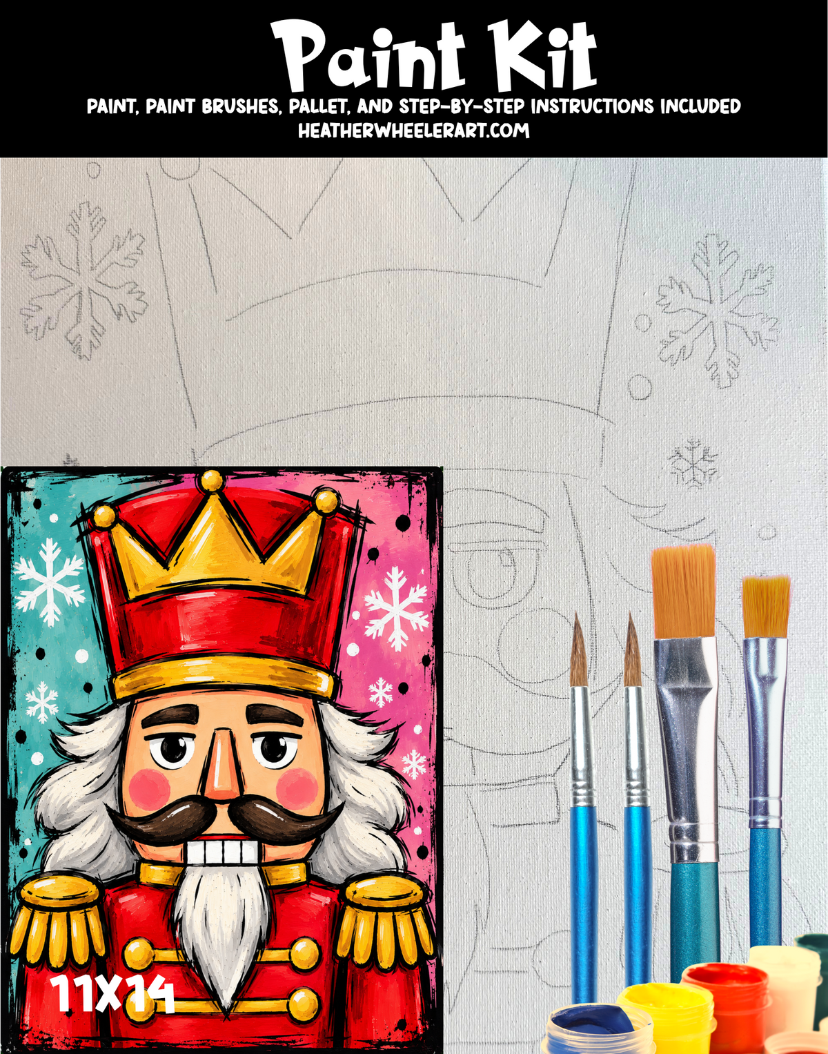 DIY Canvas Painting Kit Christmas Nutcracker