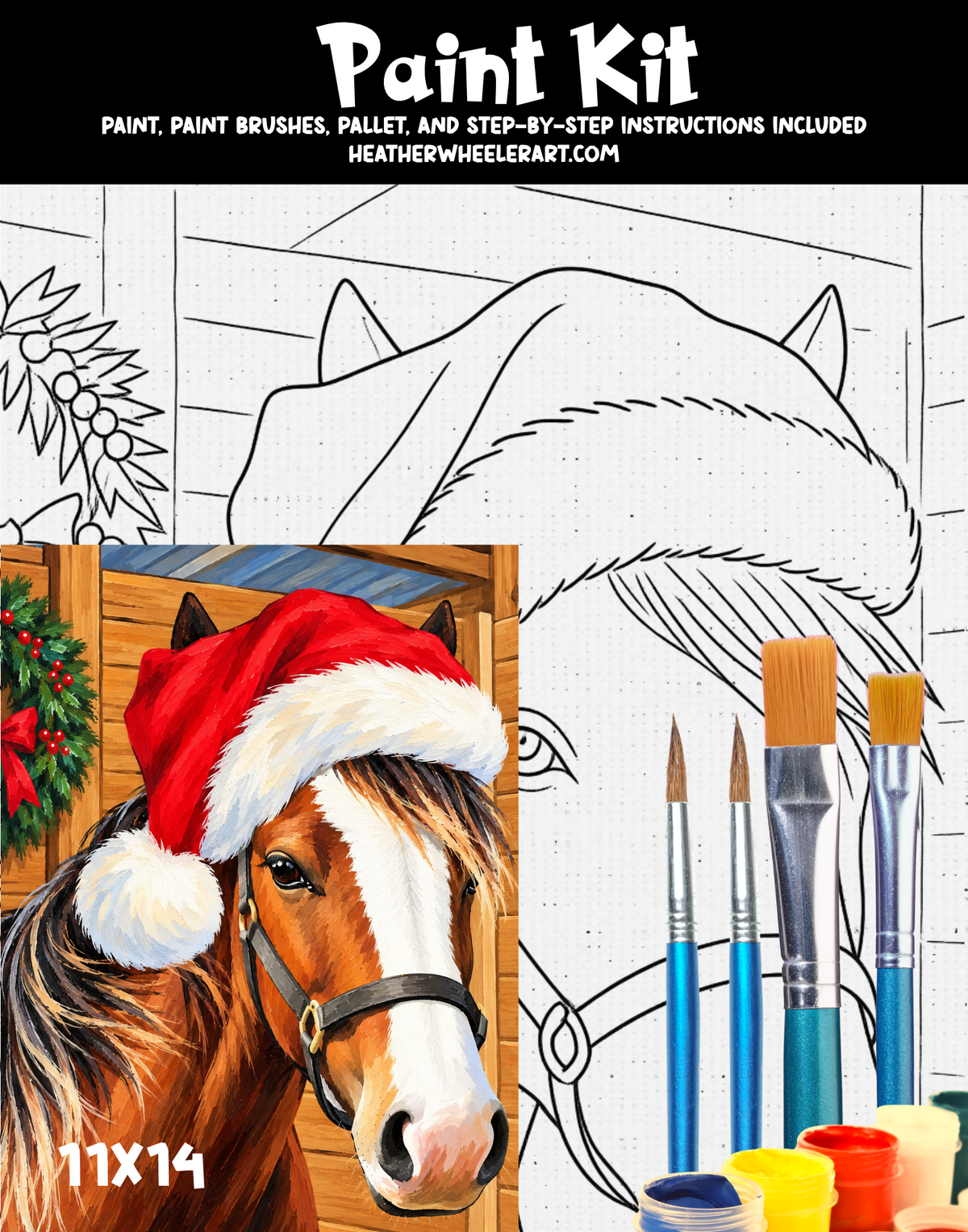 DIY Canvas Painting Kit Christmas Horse