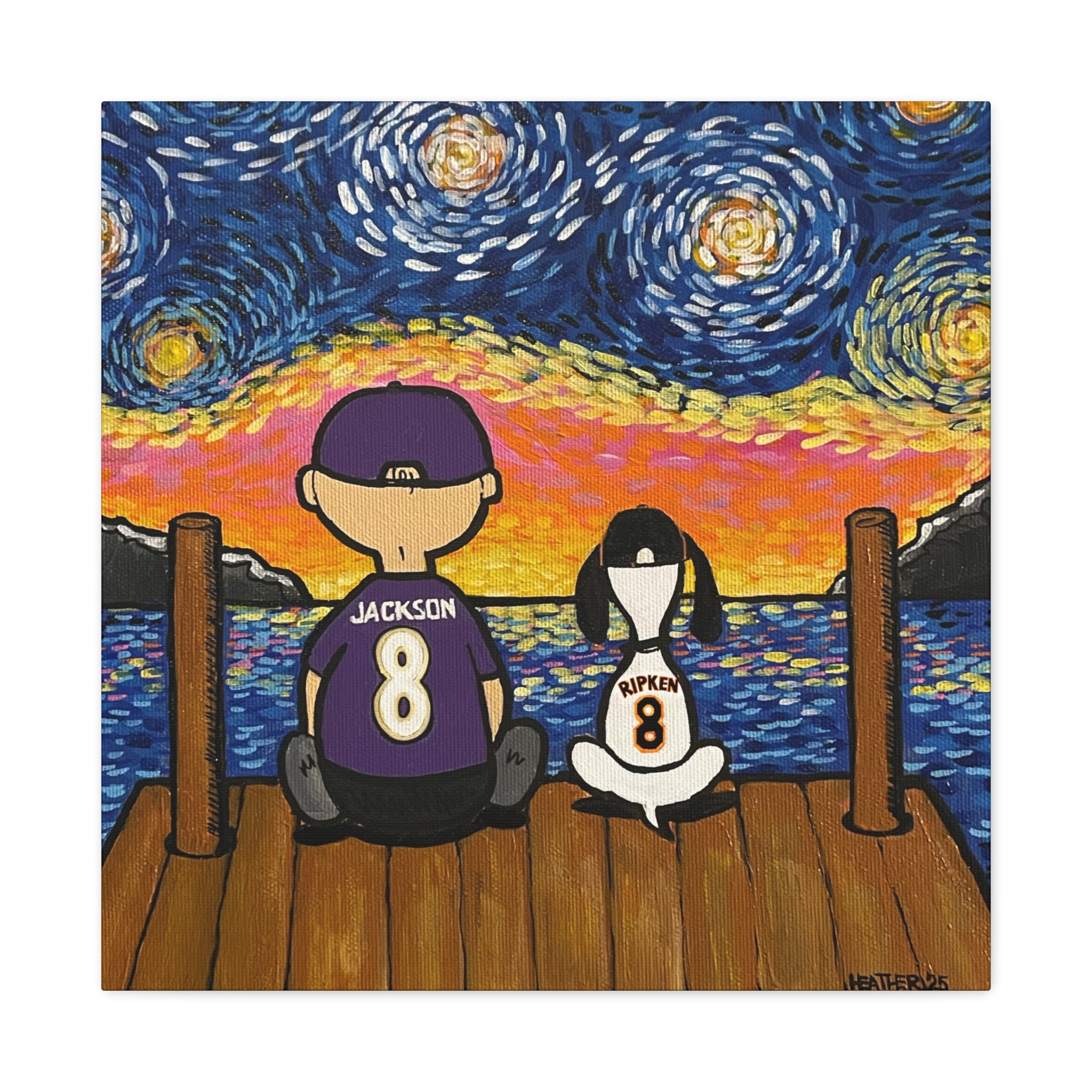 Art: Starry Night with Sports Friends Canvas Print
