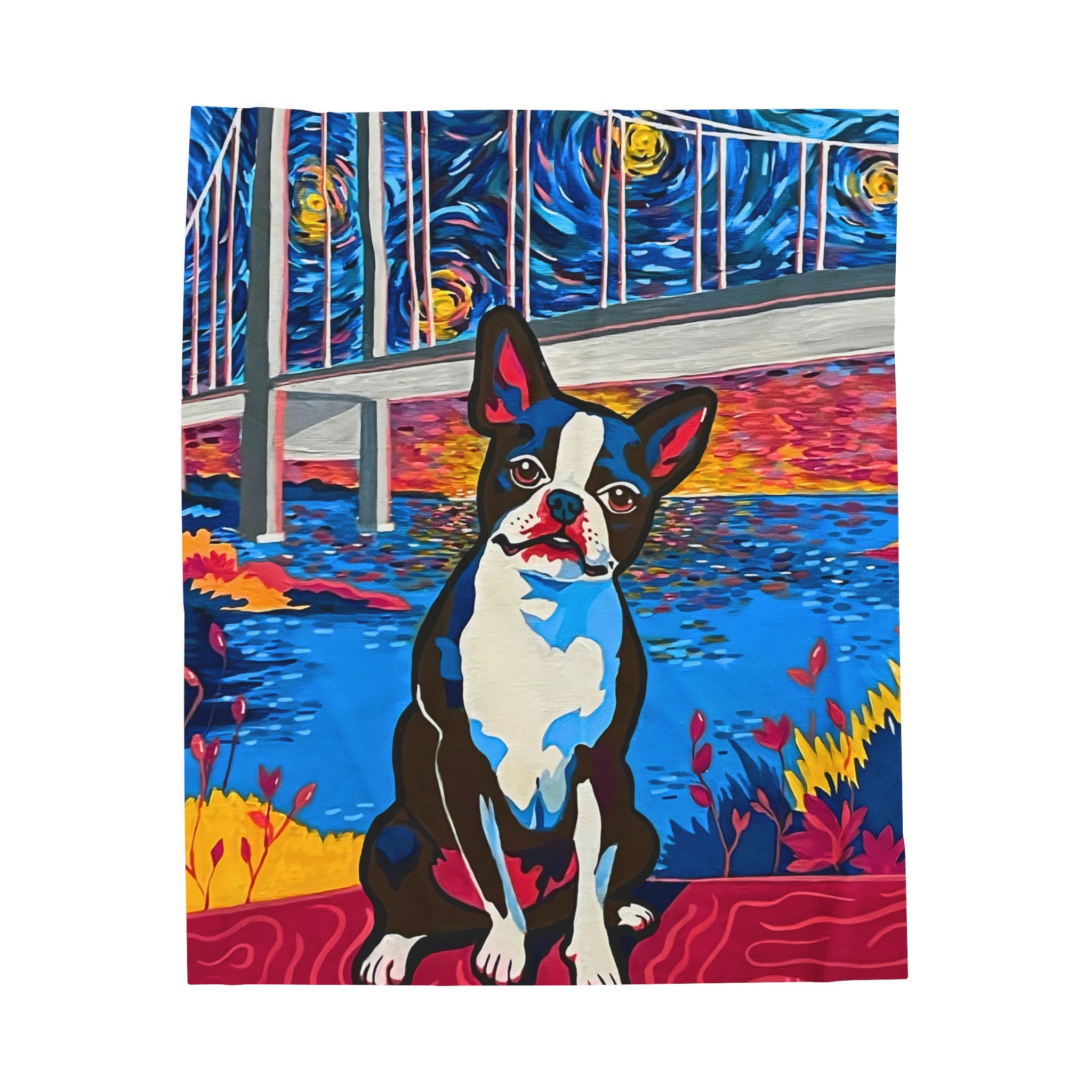 Blanket: Boston Terrier Velveteen Plush Blanket