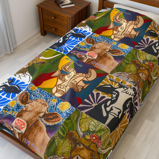 Blanket: Master Artist Cow Prints Velveteen Plush Blanket