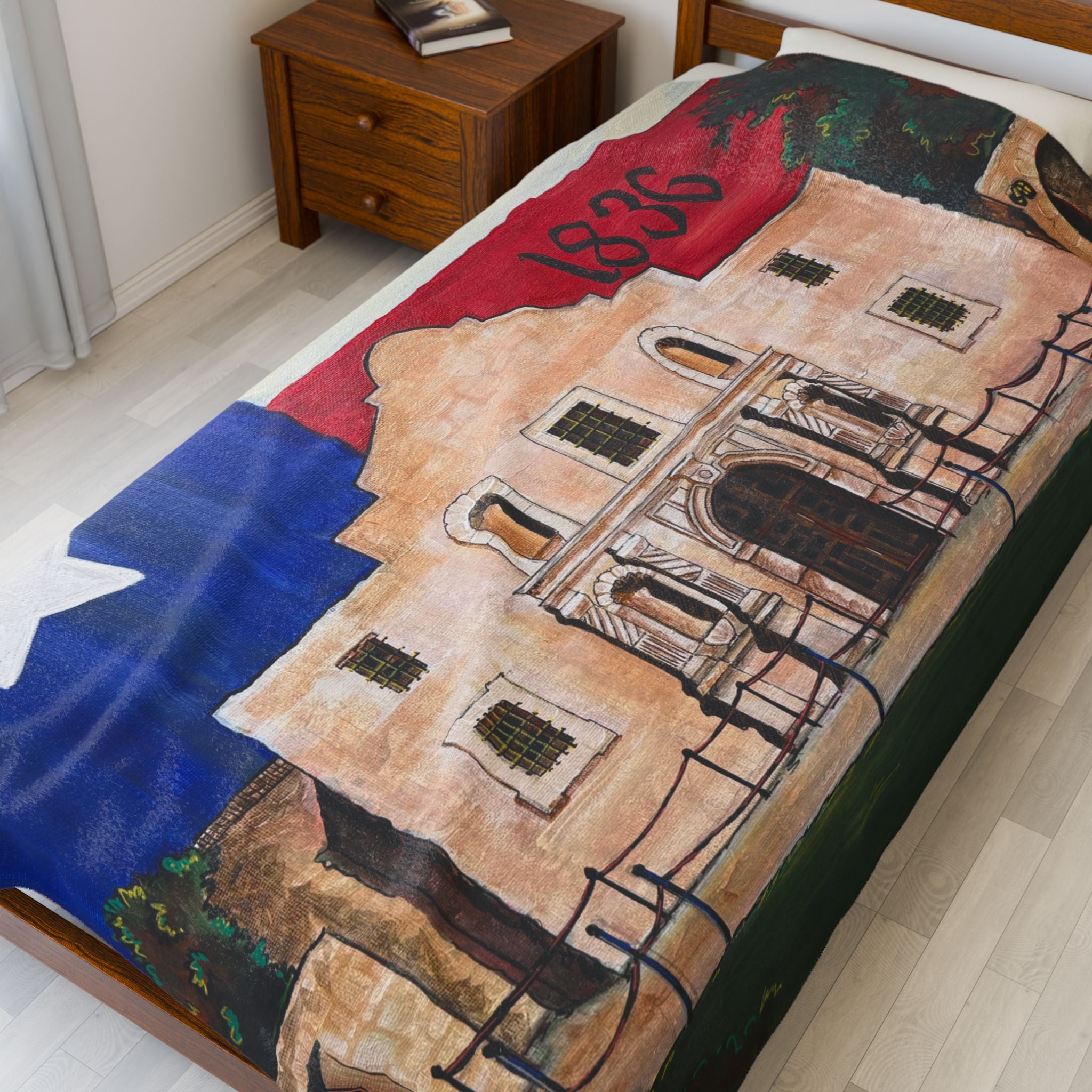 Blanket: Remember the Alamo Prints Velveteen Plush Blanket