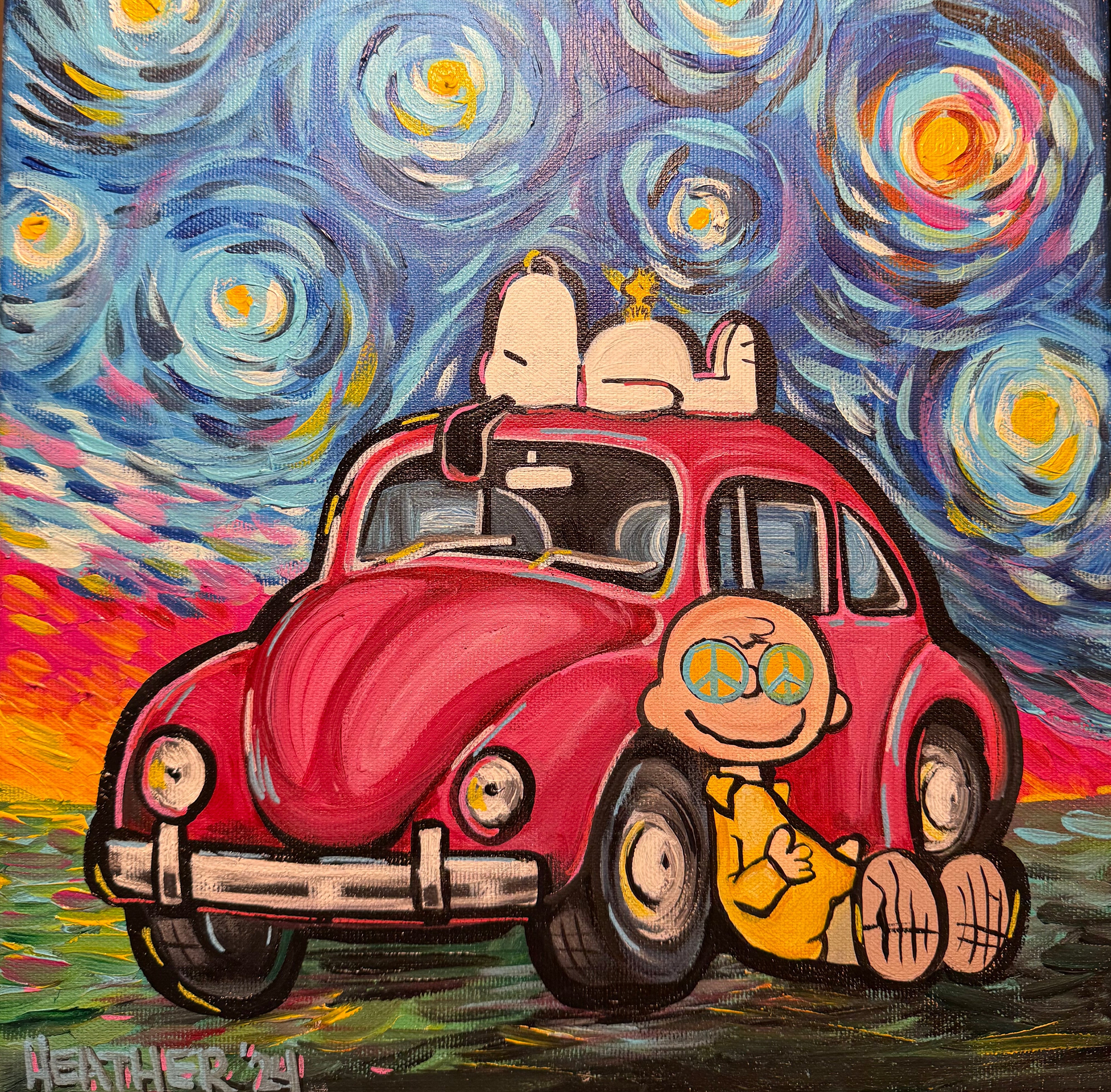 DIY Canvas Painting Kit Starry Night with snoopy