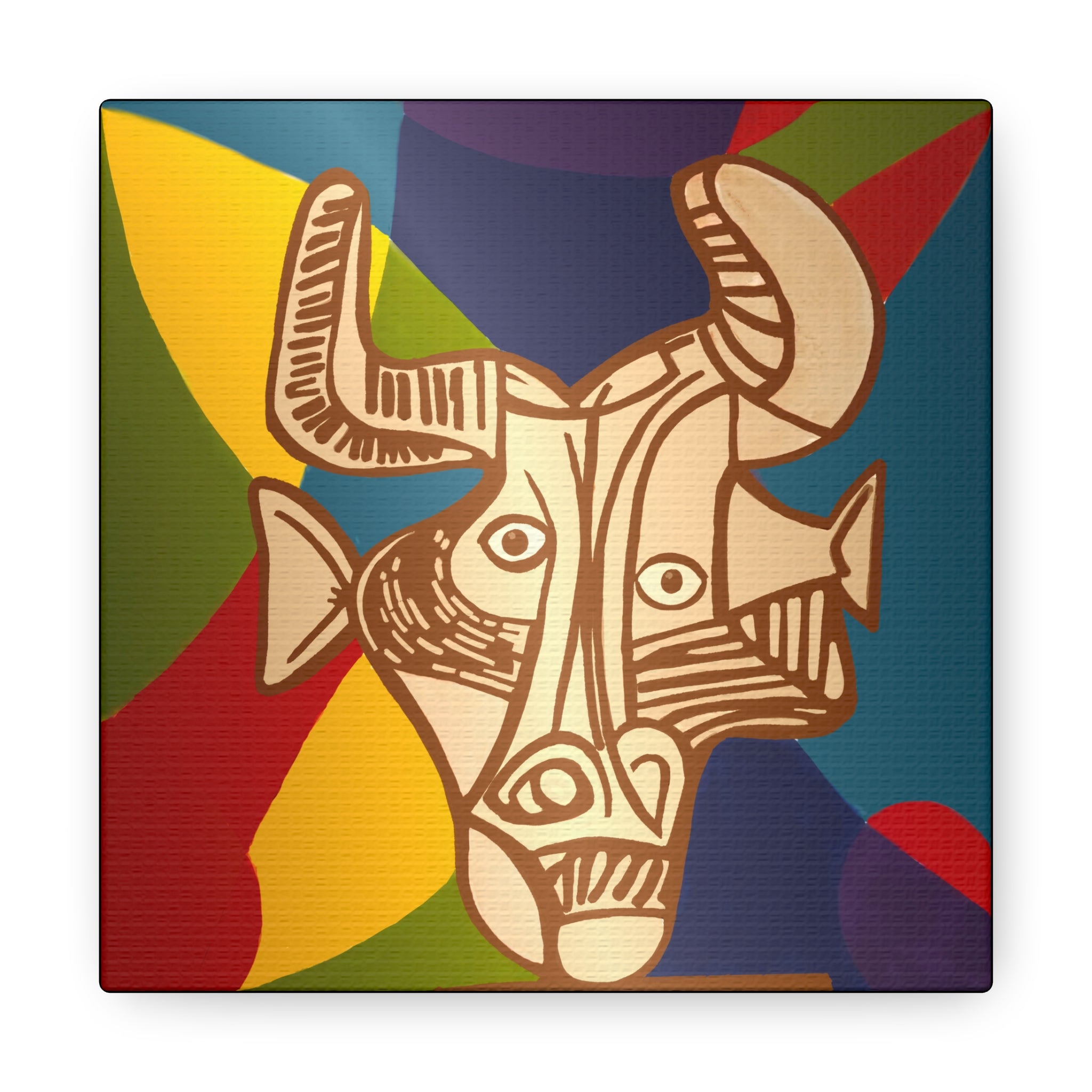 Art: Pi-COW-so Canvas Gallery Wrap - Floral Decor for Art and Cow Lovers