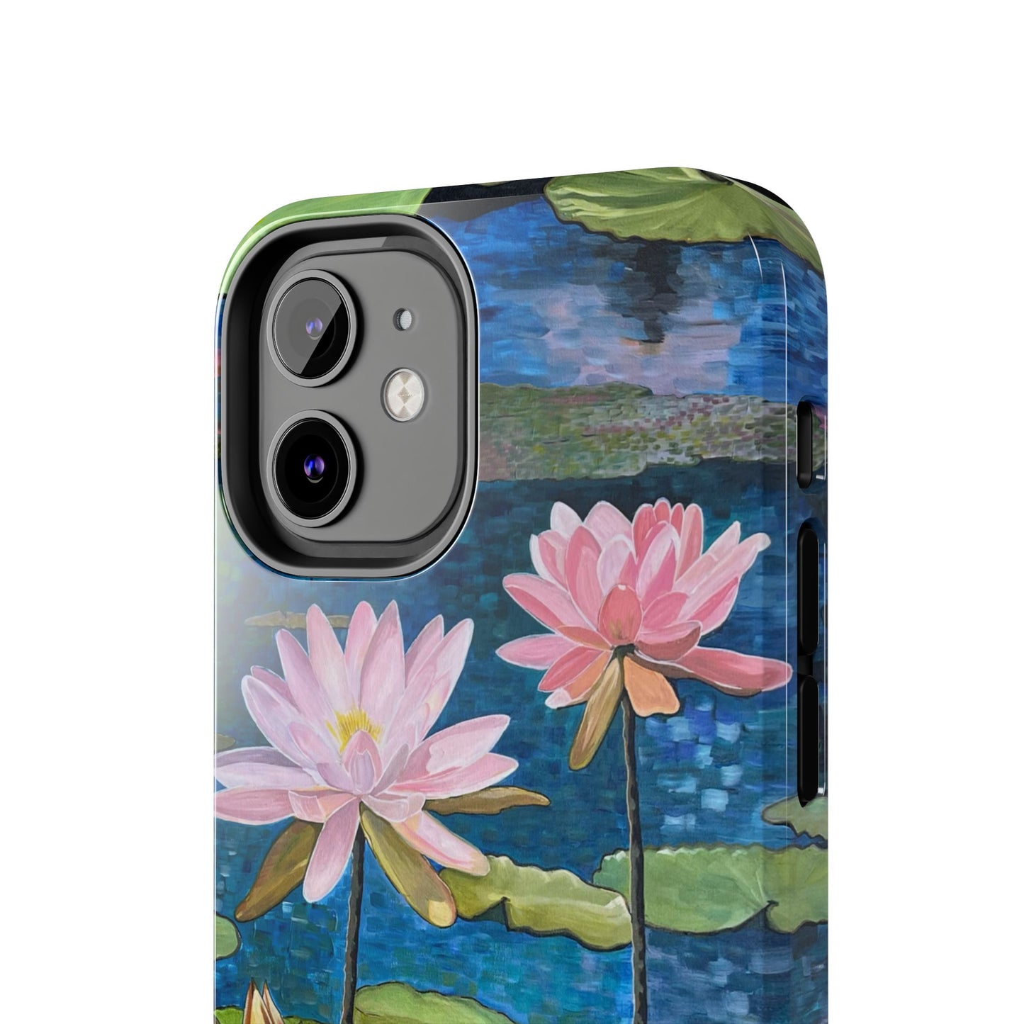 Phone Case: Lotus Flower Painted Tough Phone Case - Acrylic Painting Lotus Flower Inspired Design
