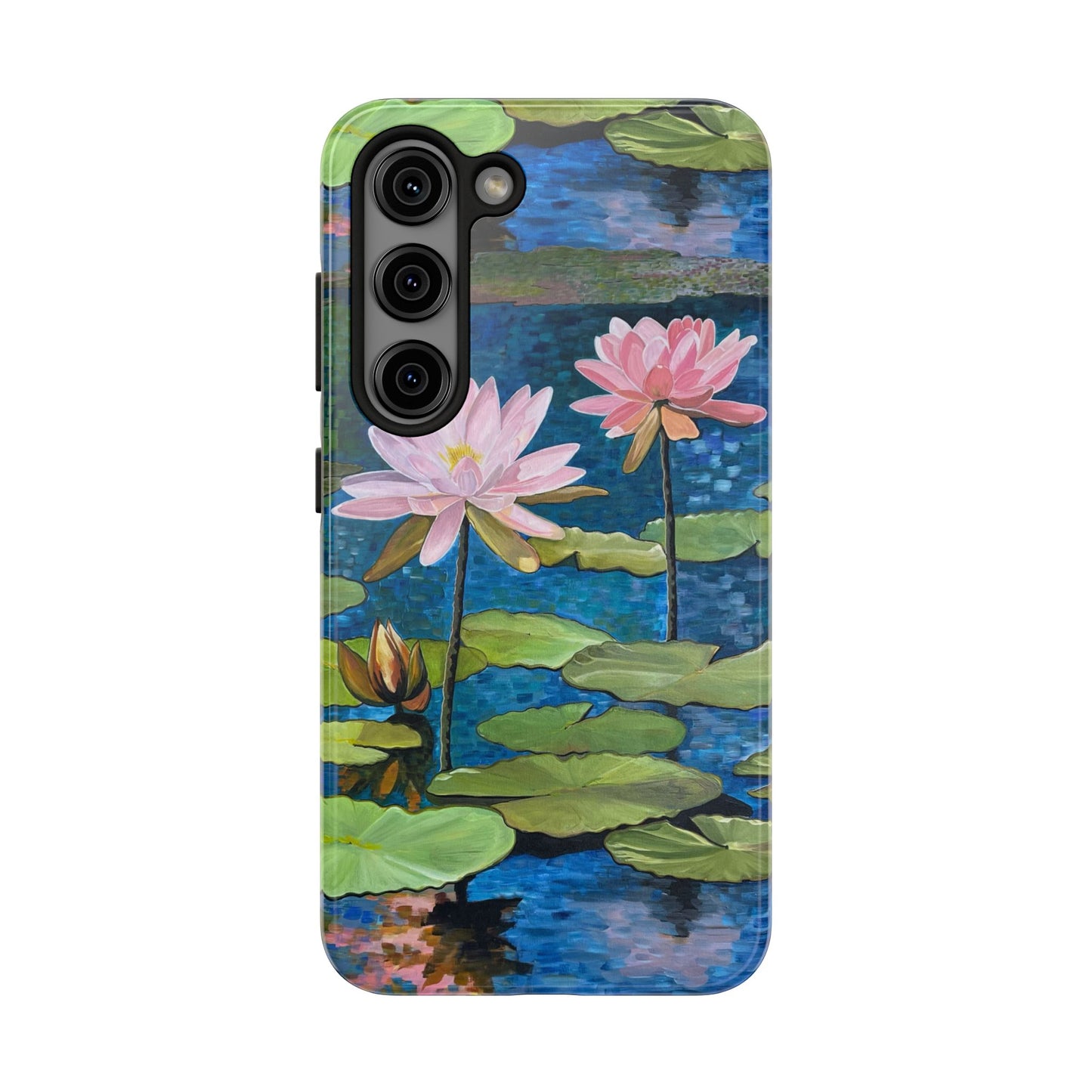 Phone Case: Lotus Flower Painted Tough Phone Case - Acrylic Painting Lotus Flower Inspired Design