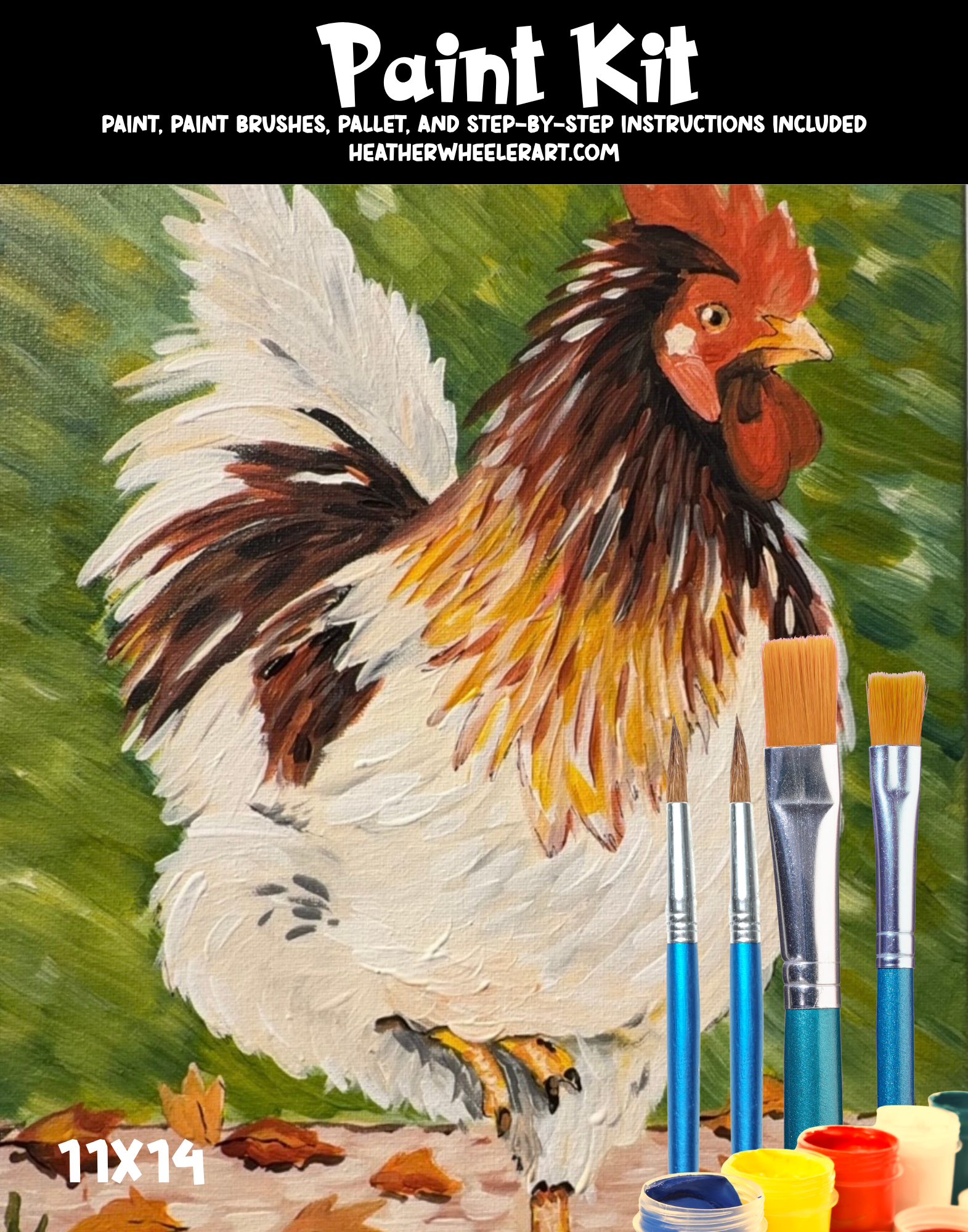 DIY Canvas Painting Kit Rooster - Canvas Original
