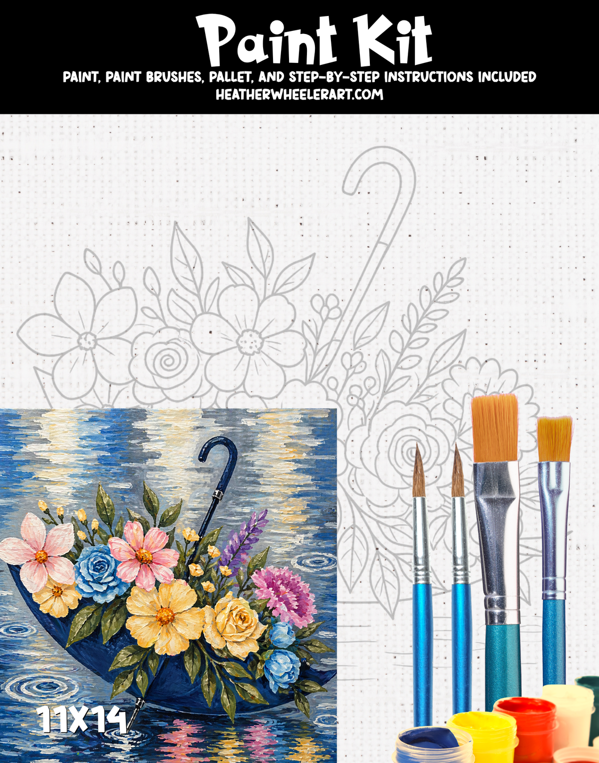 DIY Canvas Painting Kit Flower Books - Canvas Original