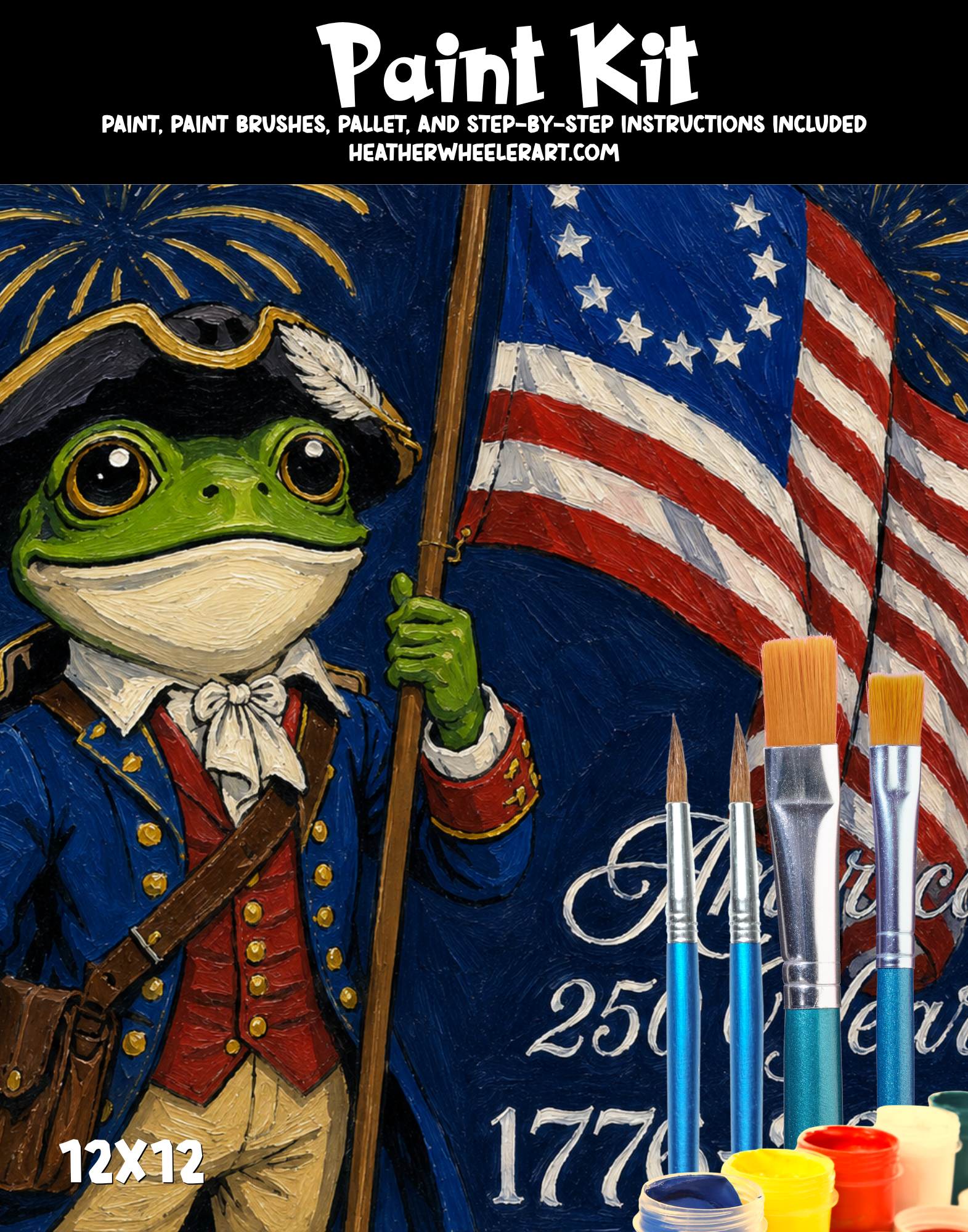 DIY Canvas Painting Kit Colonial Frog American 250th Anniversary - Canvas Original