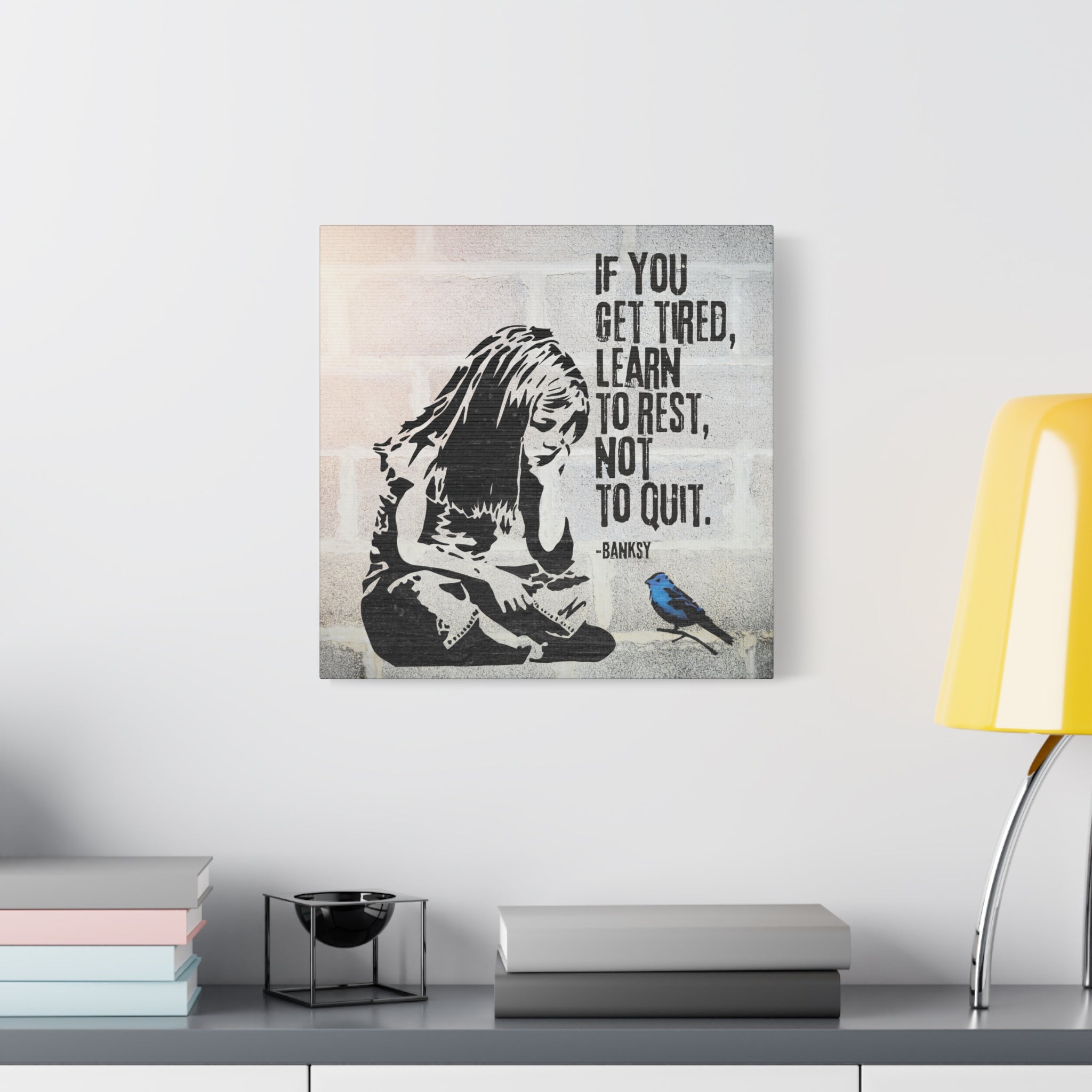 Art: Banksy Blue Bird Canvas Print