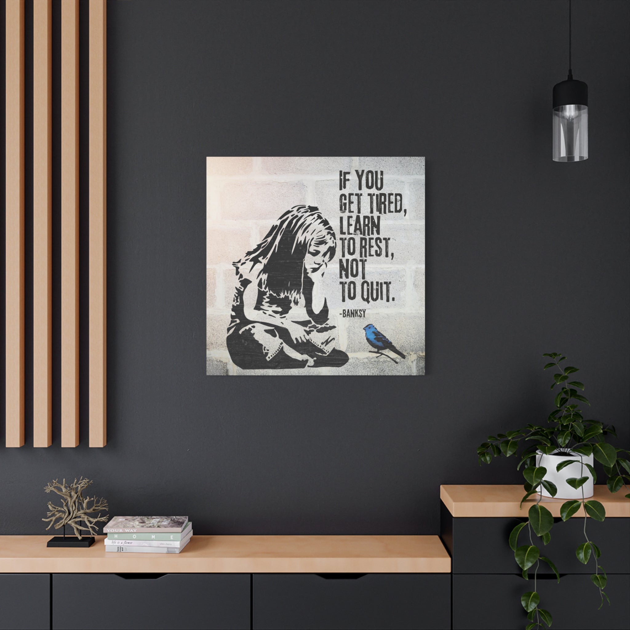 Art: Banksy Blue Bird Canvas Print