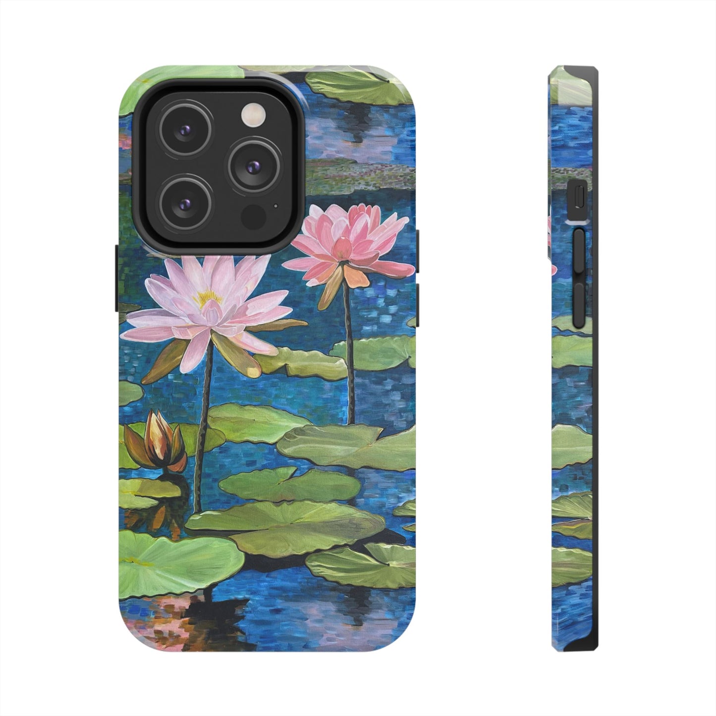 Phone Case: Lotus Flower Painted Tough Phone Case - Acrylic Painting Lotus Flower Inspired Design