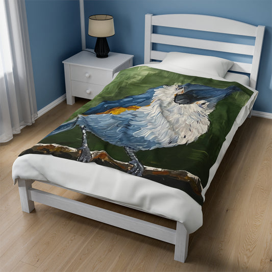 Blanket: Tufted Titmouse Velveteen Plush Blanket
