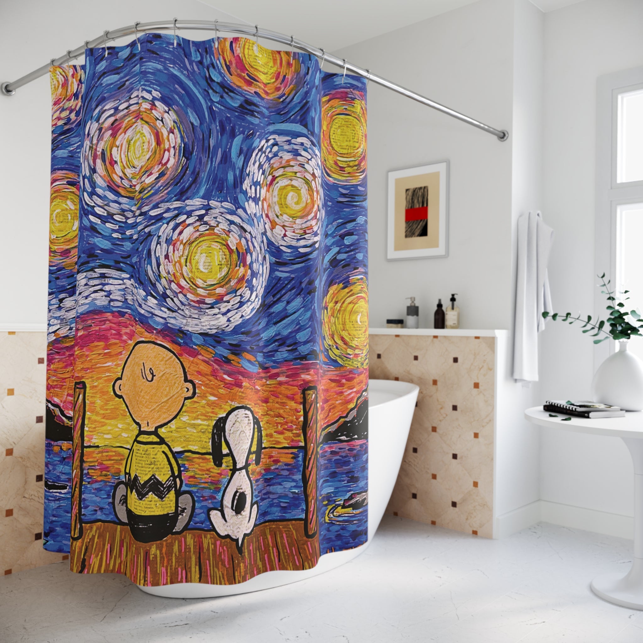 Shower Curtain: Starry Night at Lake