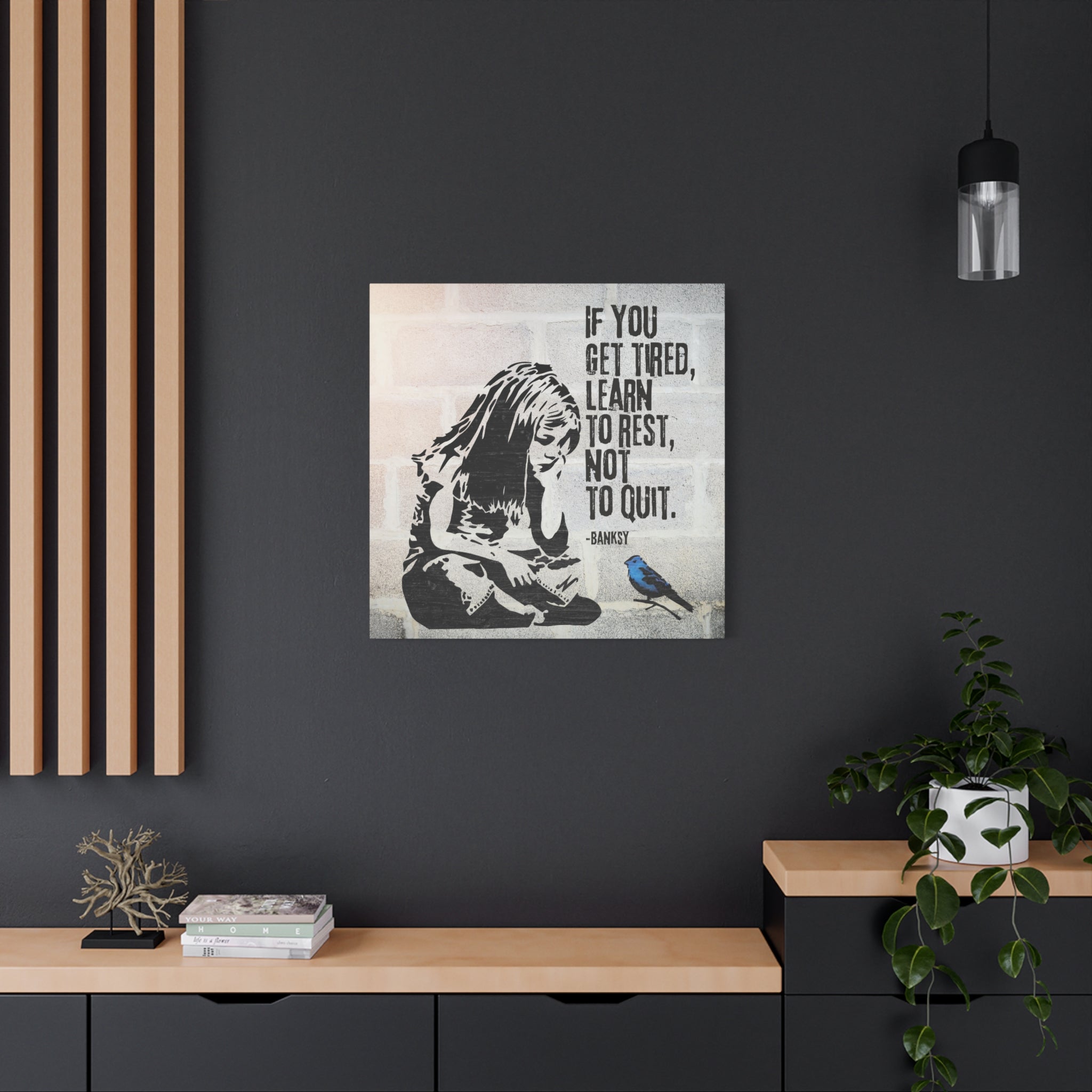 Art: Banksy Blue Bird Canvas Print