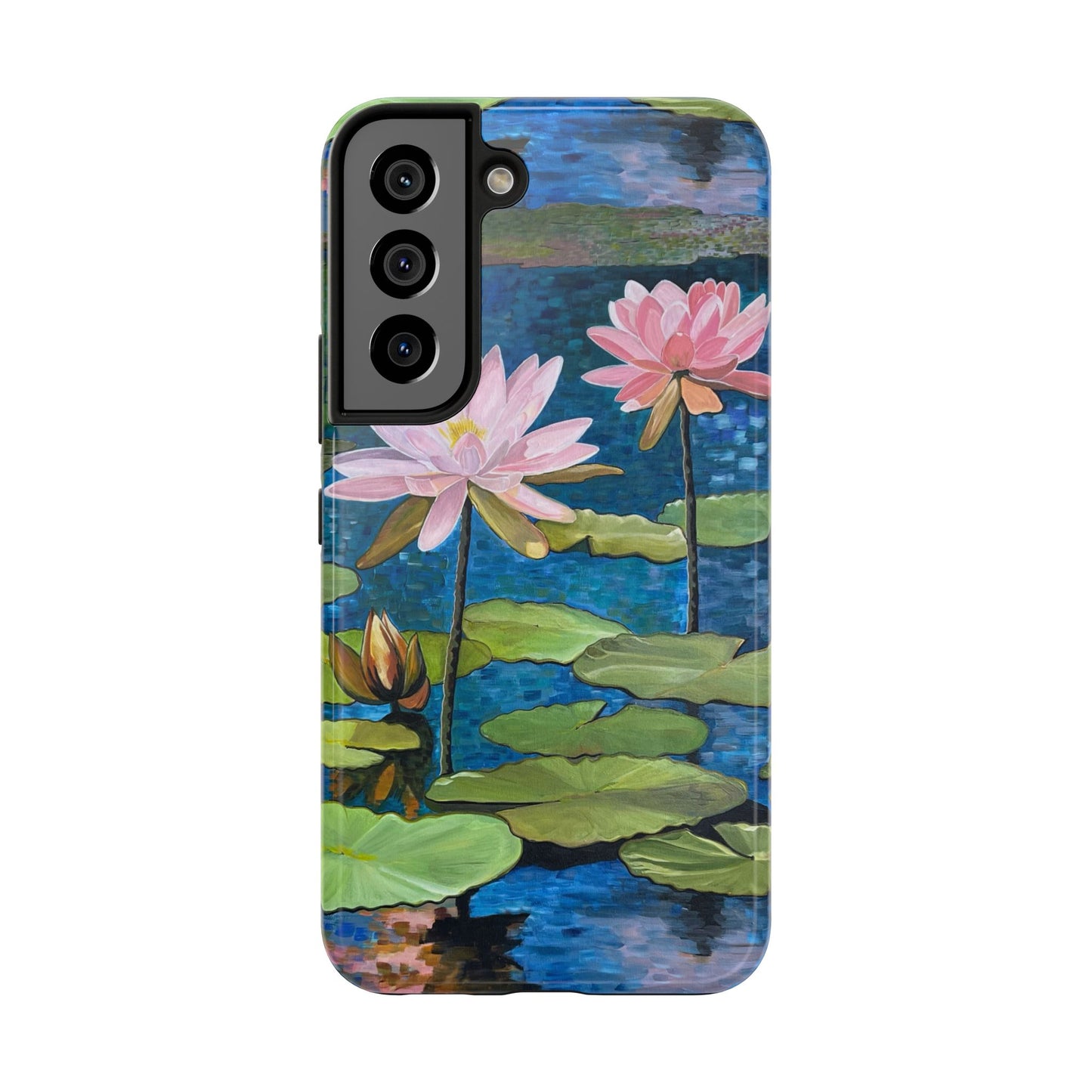 Phone Case: Lotus Flower Painted Tough Phone Case - Acrylic Painting Lotus Flower Inspired Design