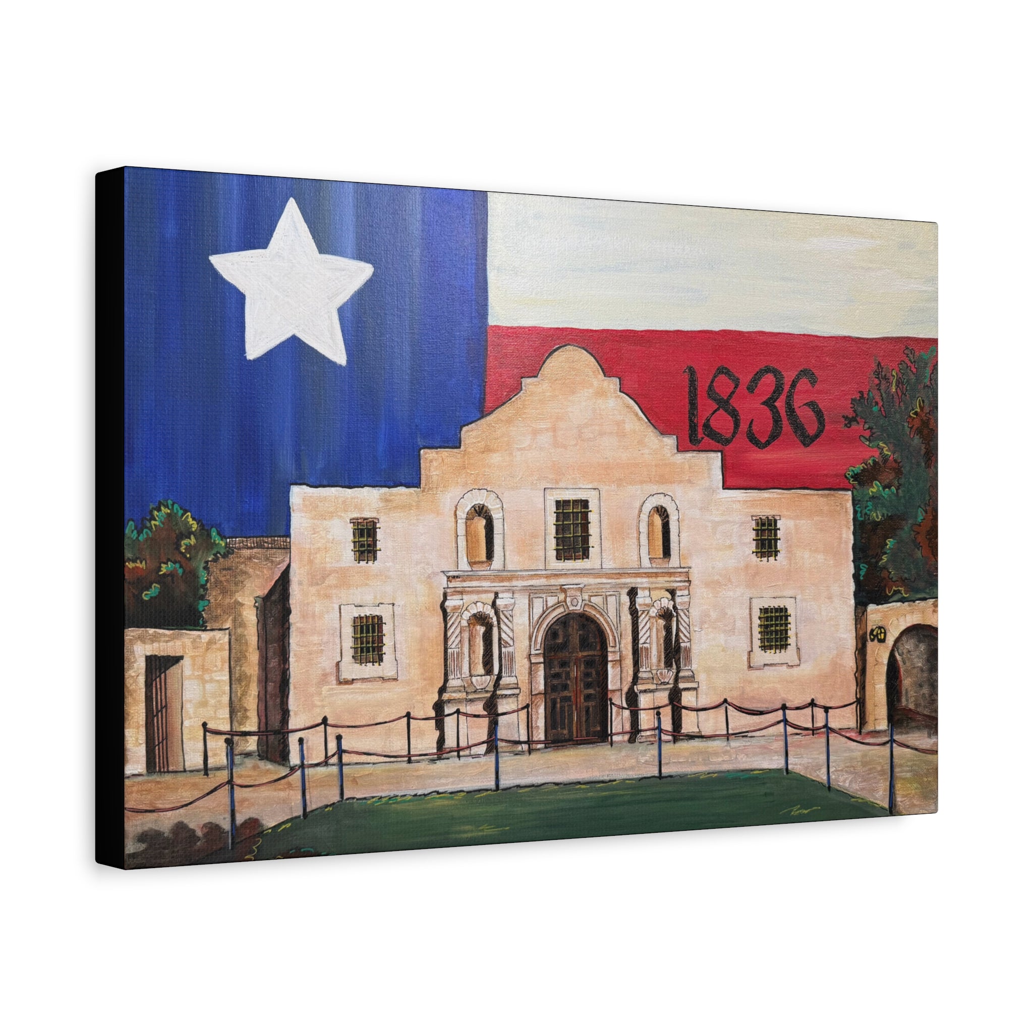 Art: Texas Flag Canvas Wall Art Print - Alamo 1836 Decor