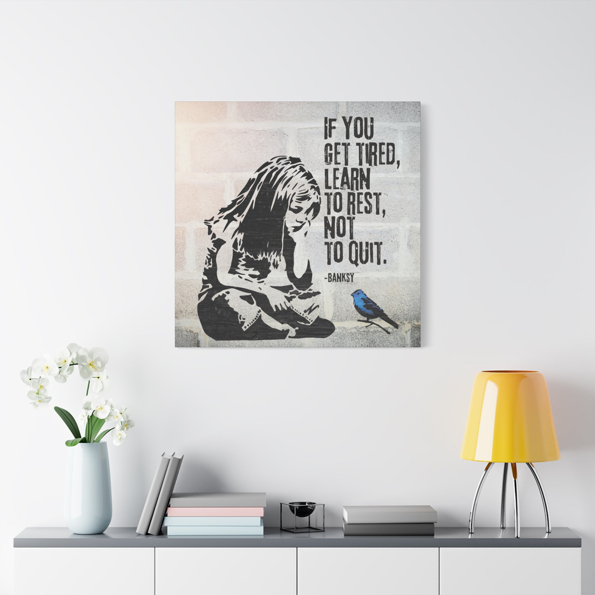 Art: Banksy Blue Bird Canvas Print