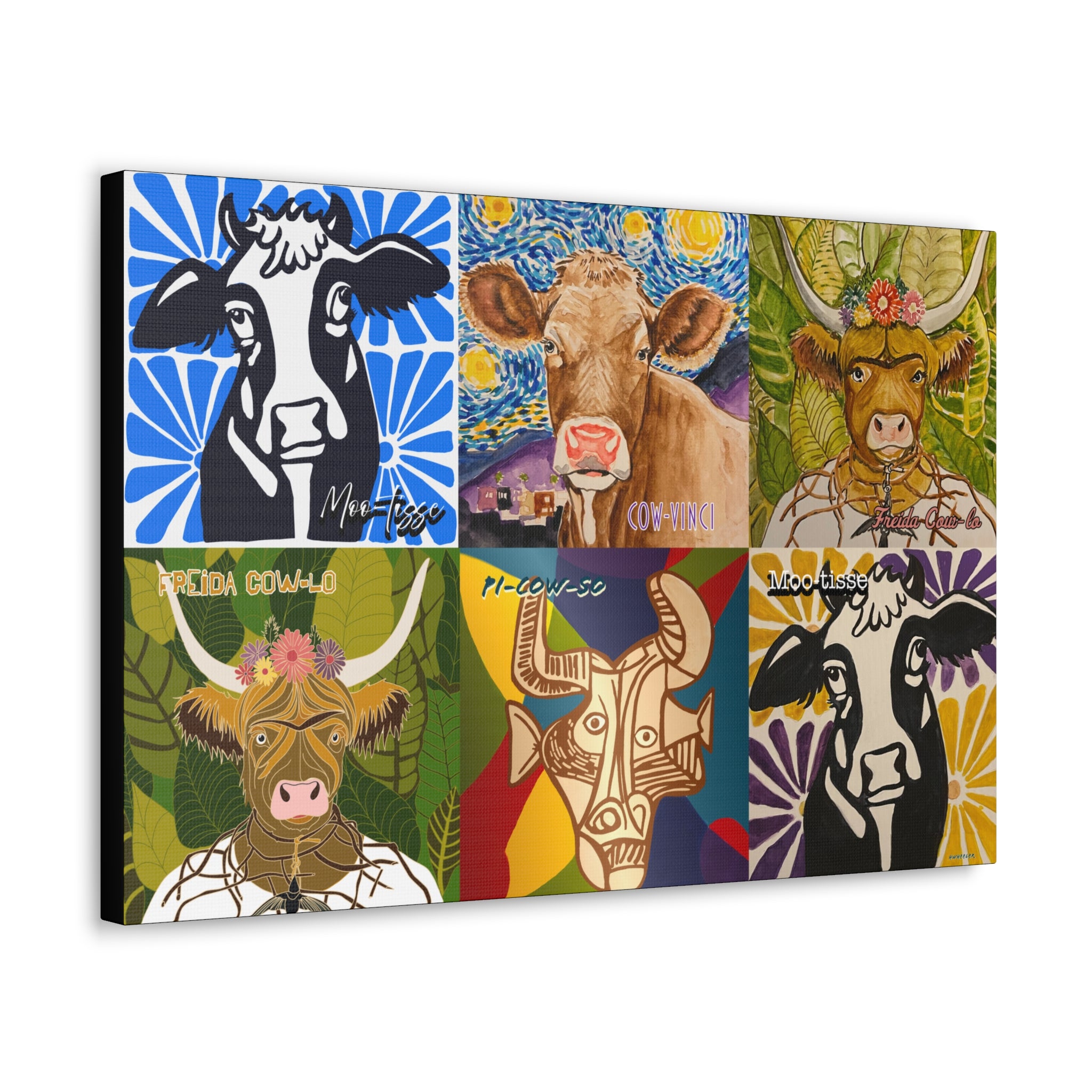 Art: Master Artist Cow Canvas Gallery Wraps - Farmhouse Wall Art for Animal Lovers
