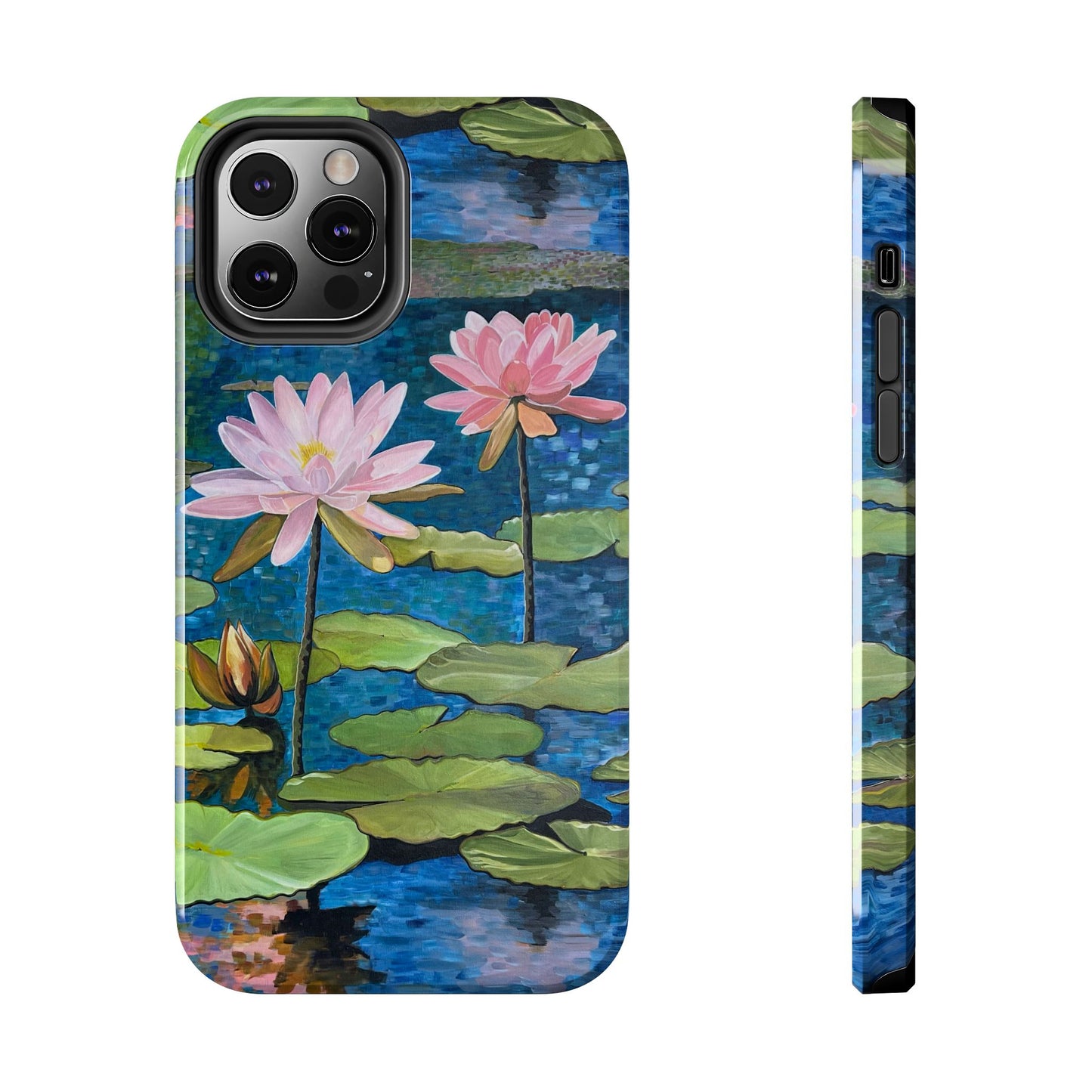 Phone Case: Lotus Flower Painted Tough Phone Case - Acrylic Painting Lotus Flower Inspired Design