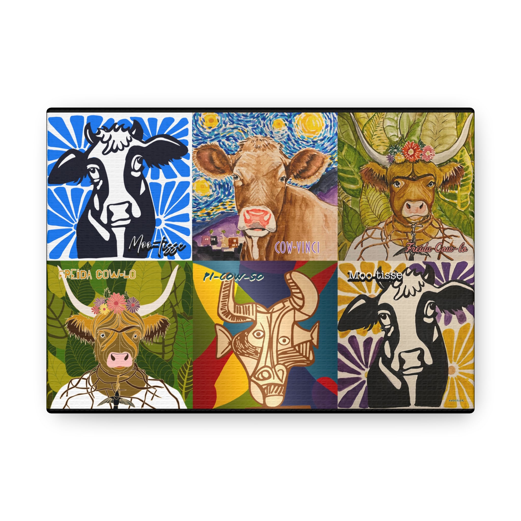 Art: Master Artist Cow Canvas Gallery Wraps - Farmhouse Wall Art for Animal Lovers