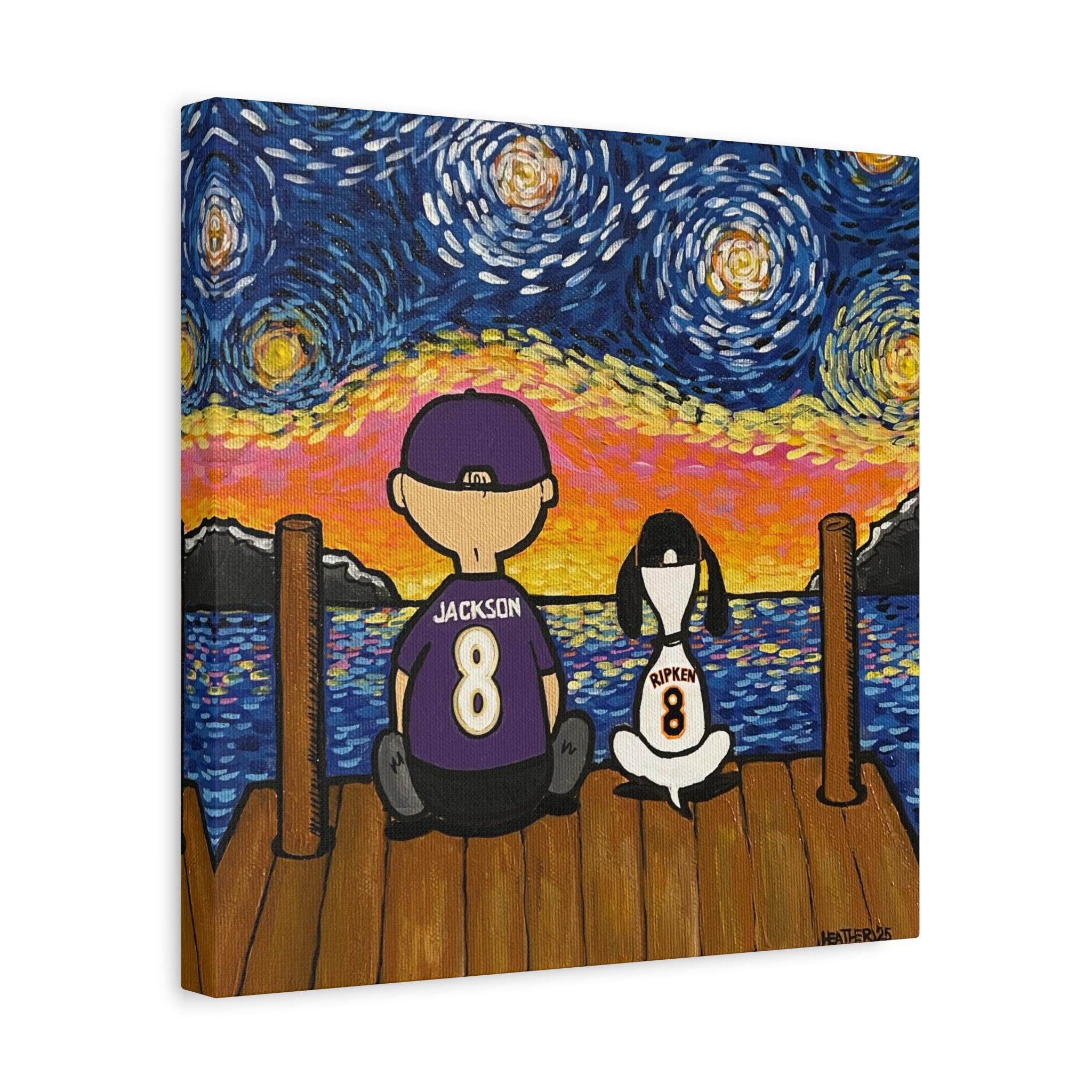 Art: Starry Night with Sports Friends Canvas Print