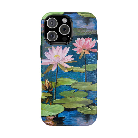 Phone Case: Lotus Flower Painted Tough Phone Case - Acrylic Painting Lotus Flower Inspired Design