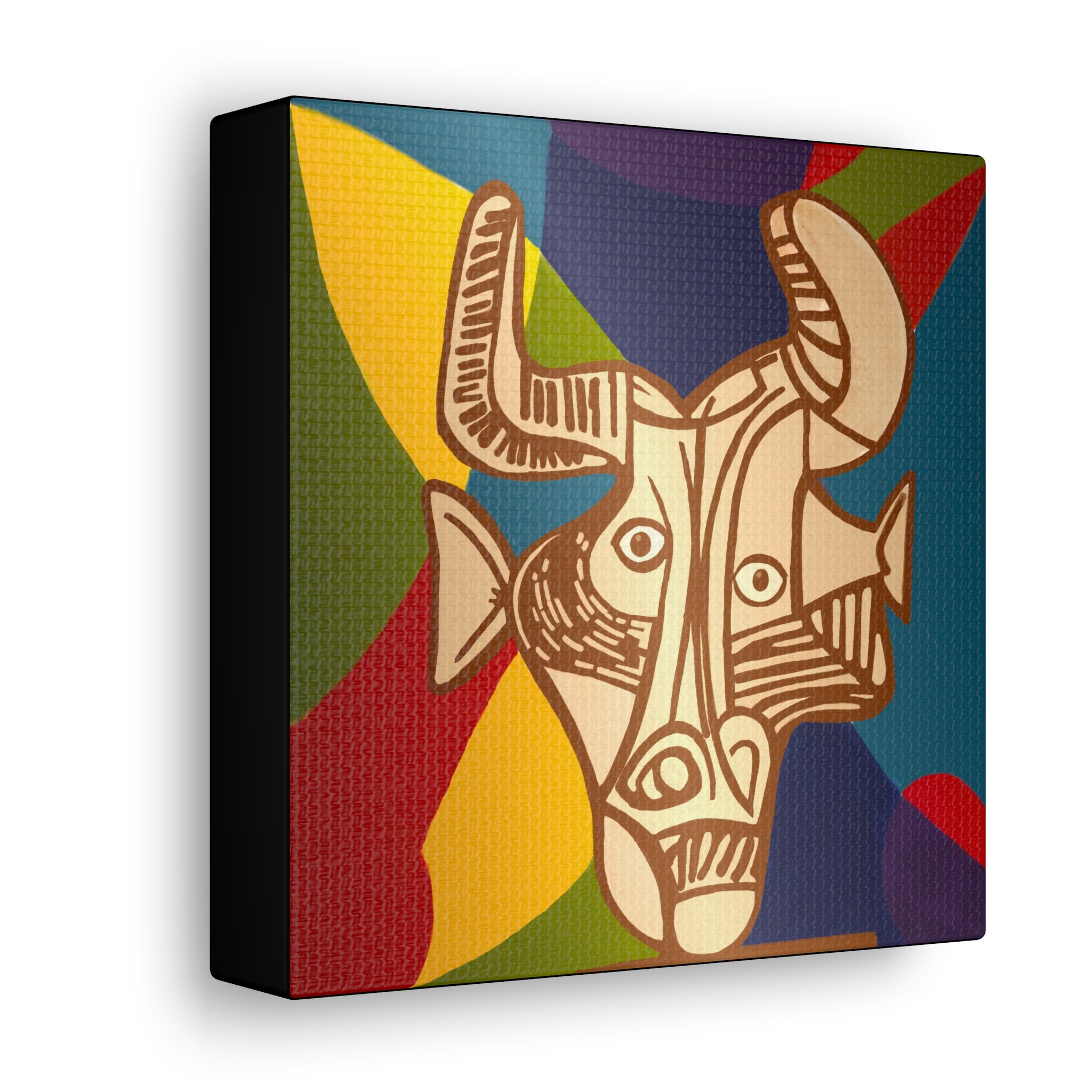 Art: Pi-COW-so Canvas Gallery Wrap - Floral Decor for Art and Cow Lovers