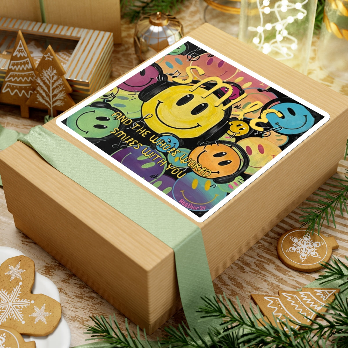 Sticker: Smile and the Whole World Smiles with You Kiss-Cut Stickers