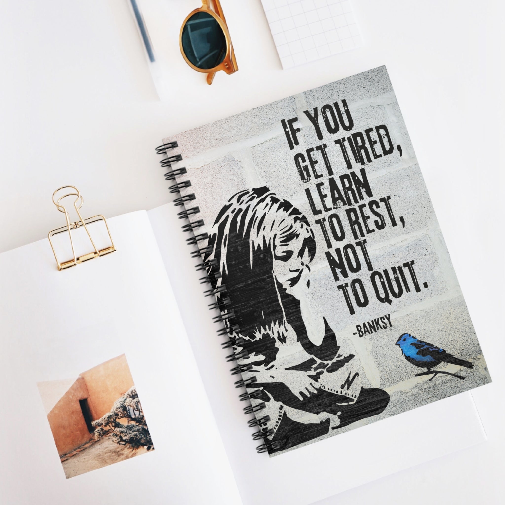 Journal: Banksy Inspired Spiral Notebook - Ruled Line