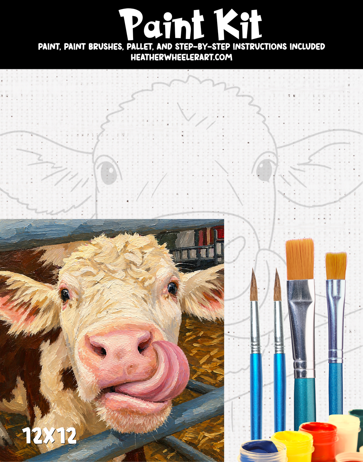 DIY Canvas Painting Kit “Sassy Heifer” - Canvas Original