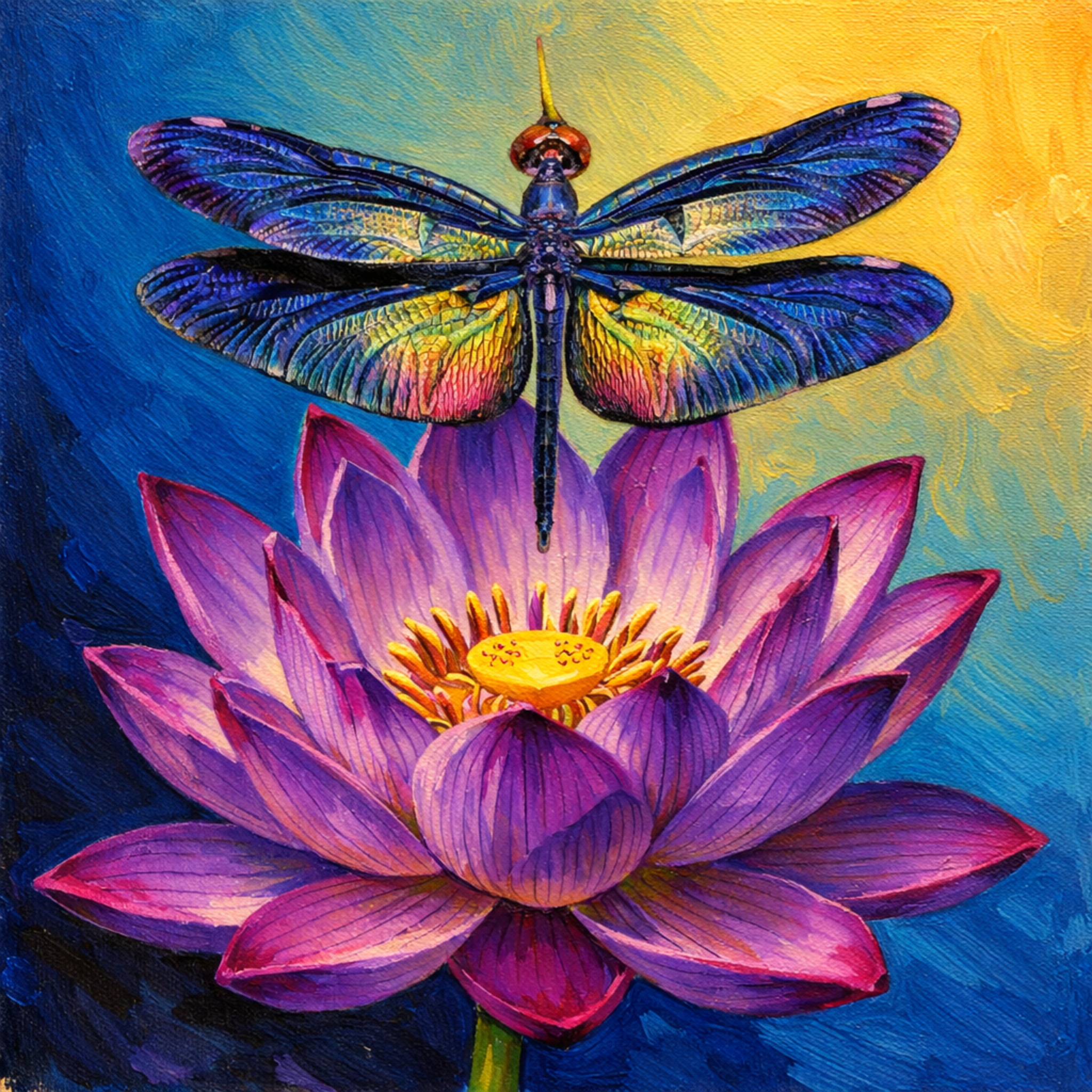 DIY Canvas Painting Kit Dragonfly Lotus