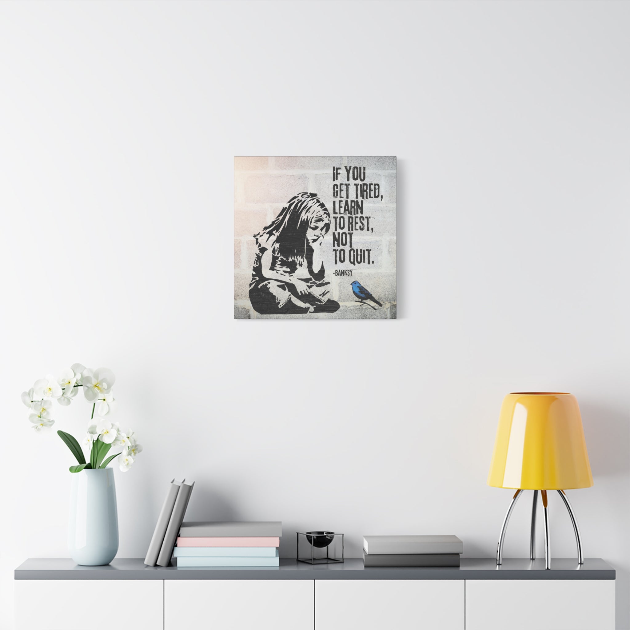 Art: Banksy Blue Bird Canvas Print