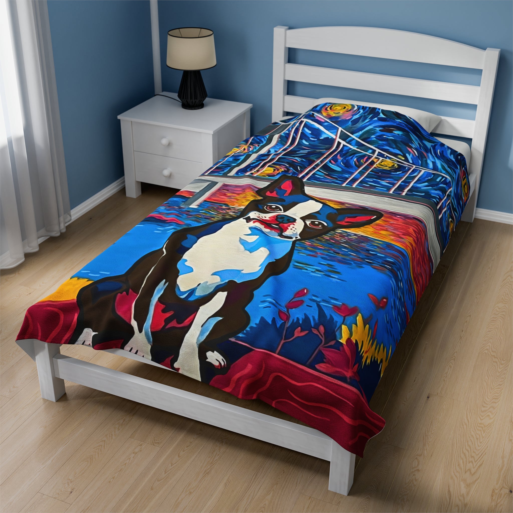 Blanket: Boston Terrier Velveteen Plush Blanket